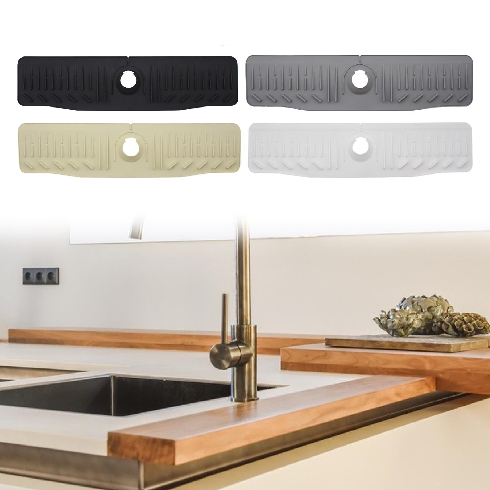 Kitchen Sink Faucet Mat Drain Pad Counter Campers Washroom Home Splash Guard Black