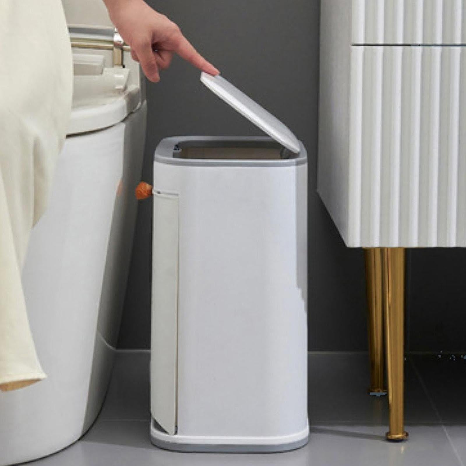 Trash Can with Lid Foot Pedal Rectangle Trash Bin for Dorm Study Room Toilet Gray
