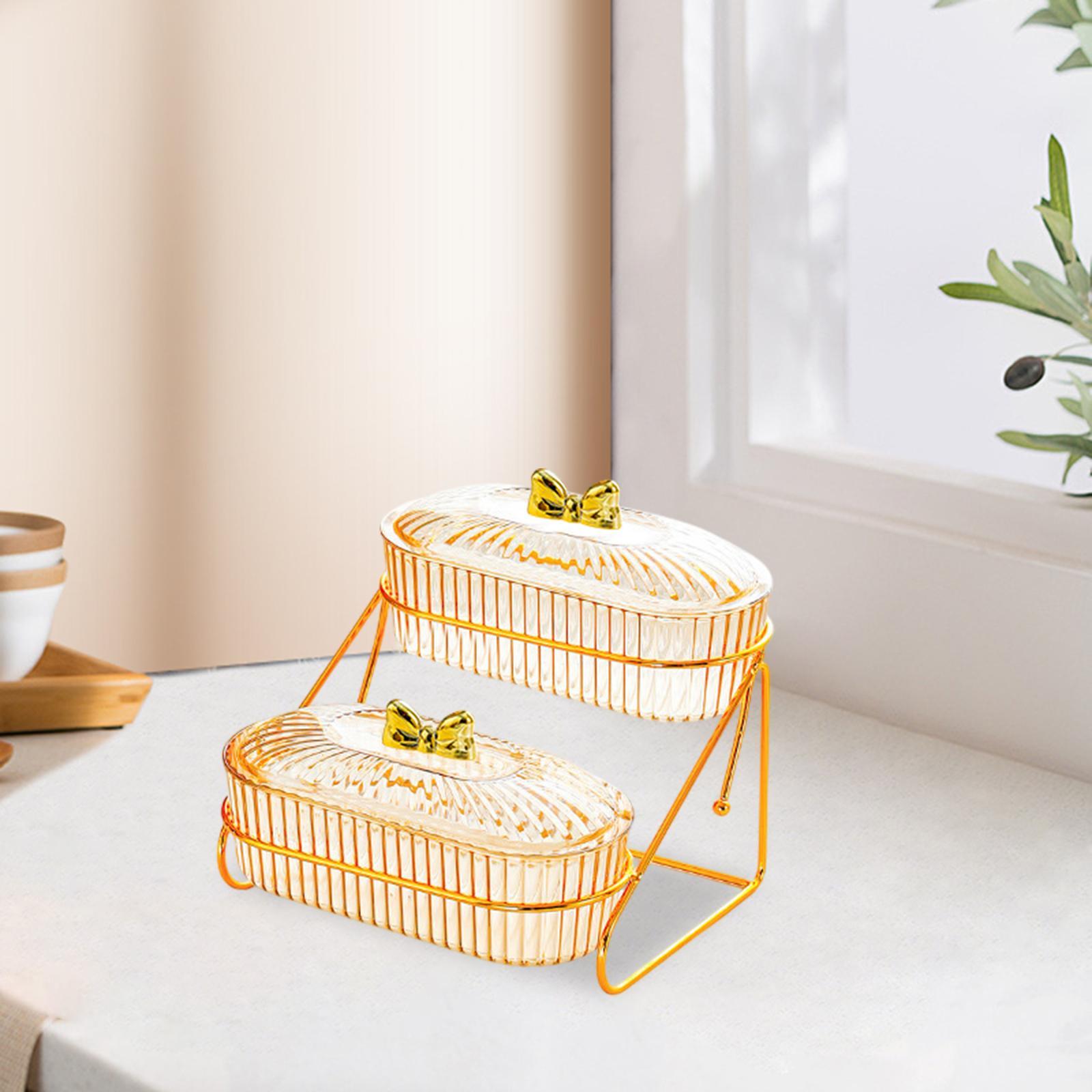 Multi Layer Serving Tray Snack Storage Tray for Dessert Dried Fruits Candies 17.5cmx19.5cmx19cm 2 Layers