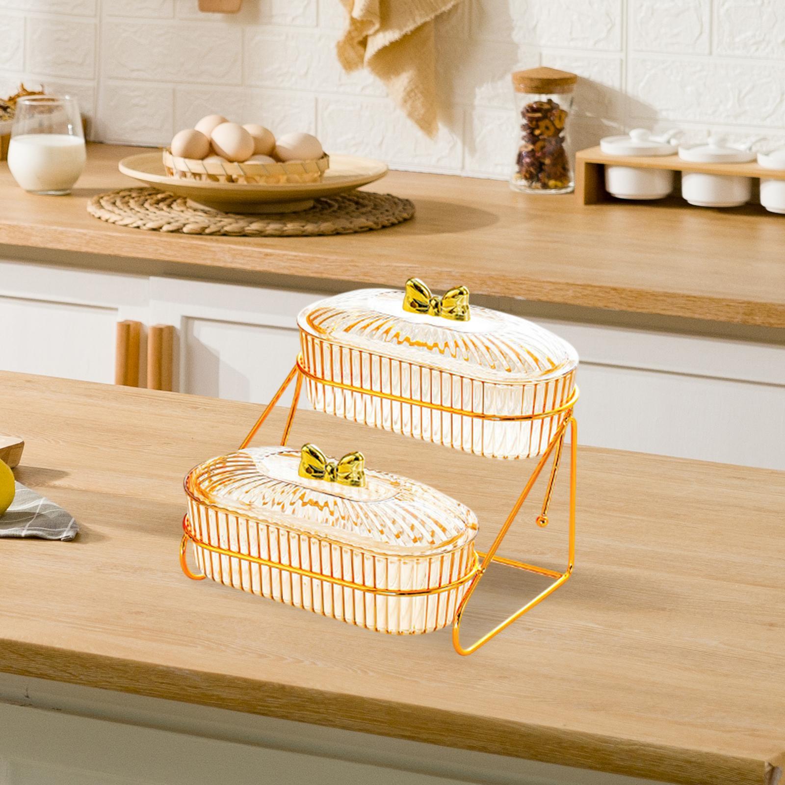Multi Layer Serving Tray Snack Storage Tray for Dessert Dried Fruits Candies 17.5cmx19.5cmx19cm 2 Layers