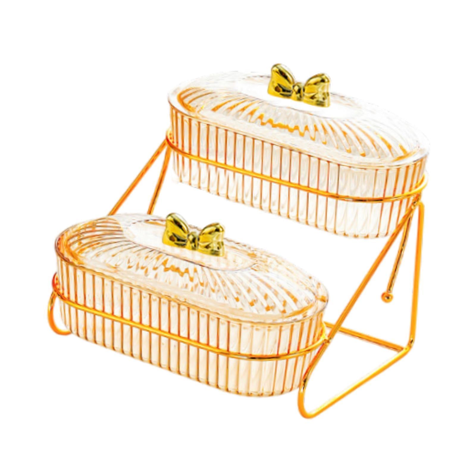 Multi Layer Serving Tray Snack Storage Tray for Dessert Dried Fruits Candies 17.5cmx19.5cmx19cm 2 Layers