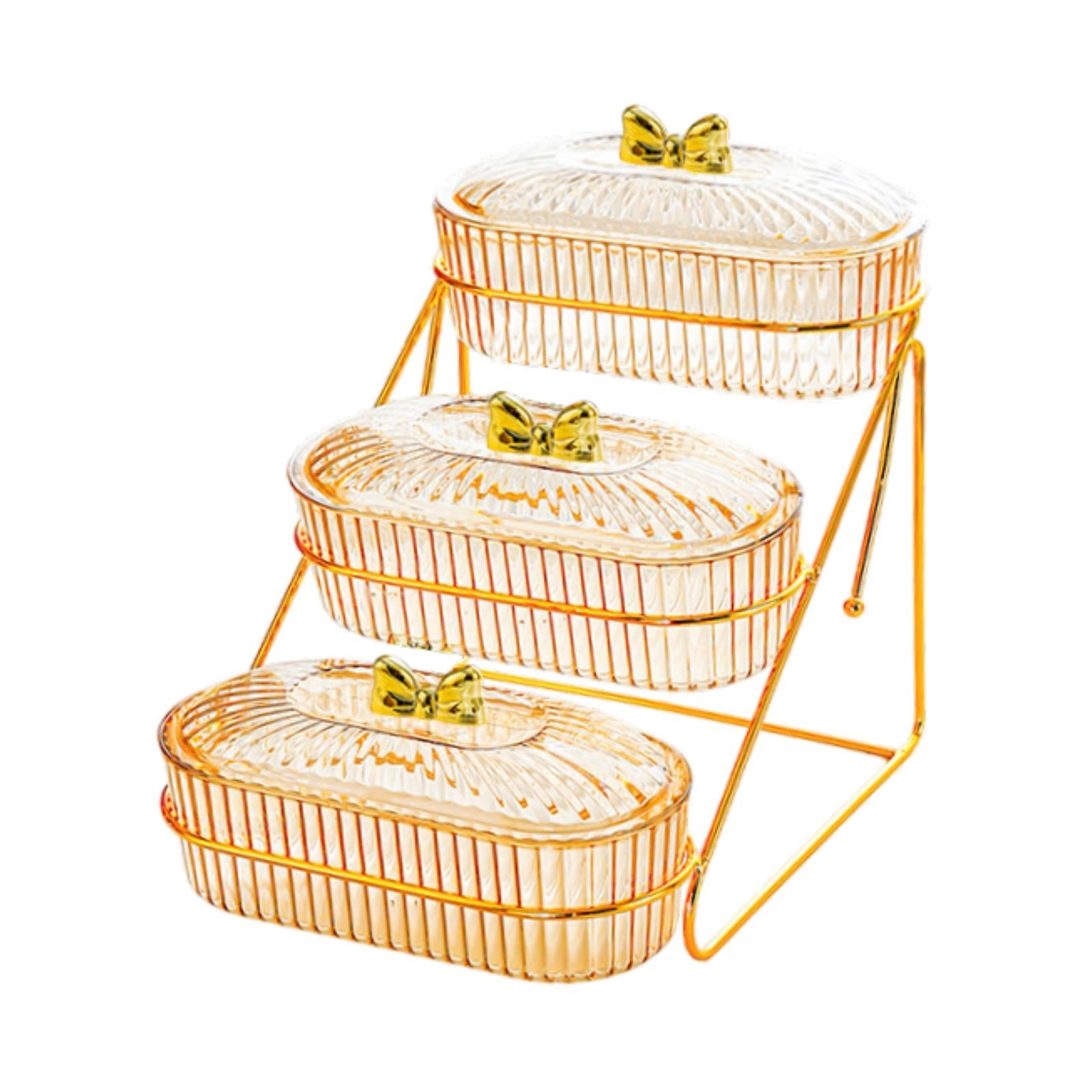 Multi Layer Serving Tray Snack Storage Tray for Dessert Dried Fruits Candies 17.5cmx26.5cmx24cm 3 Layers