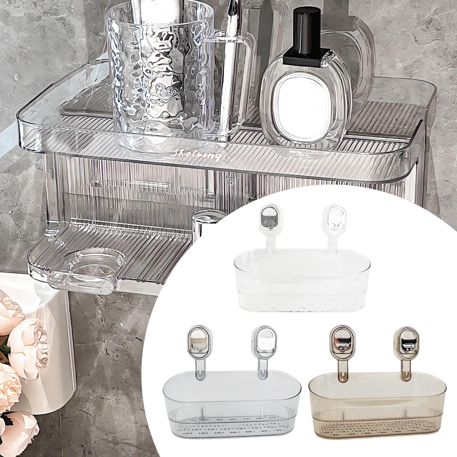 Suction Cup Shower Shelf Simple Storage Rack for Kitchen Toilet Laundry Room Clear