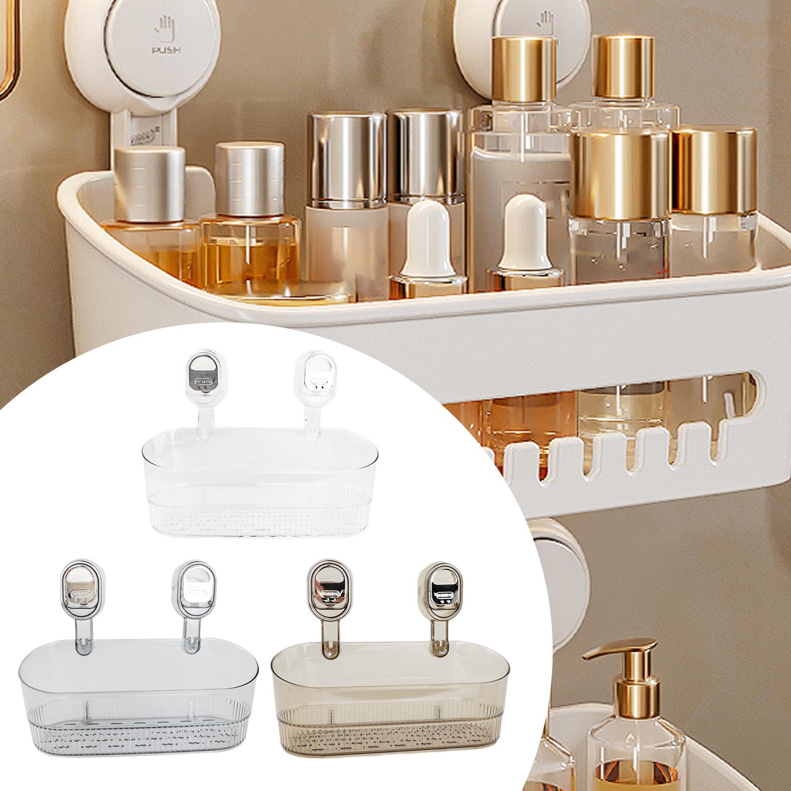 Suction Cup Shower Shelf Simple Storage Rack for Kitchen Toilet Laundry Room Clear