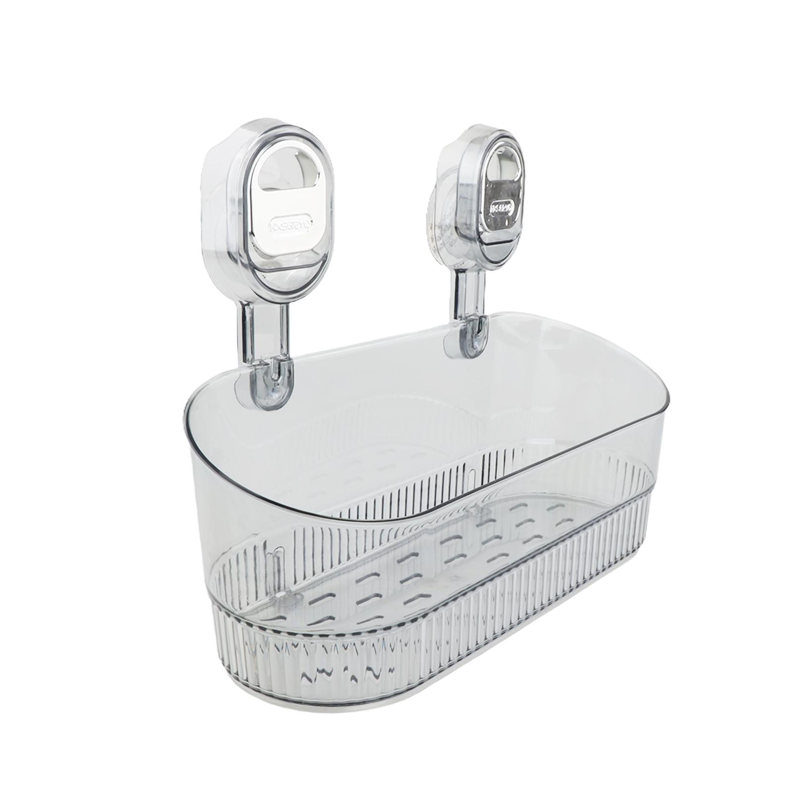 Suction Cup Shower Shelf Simple Storage Rack for Kitchen Toilet Laundry Room Gray