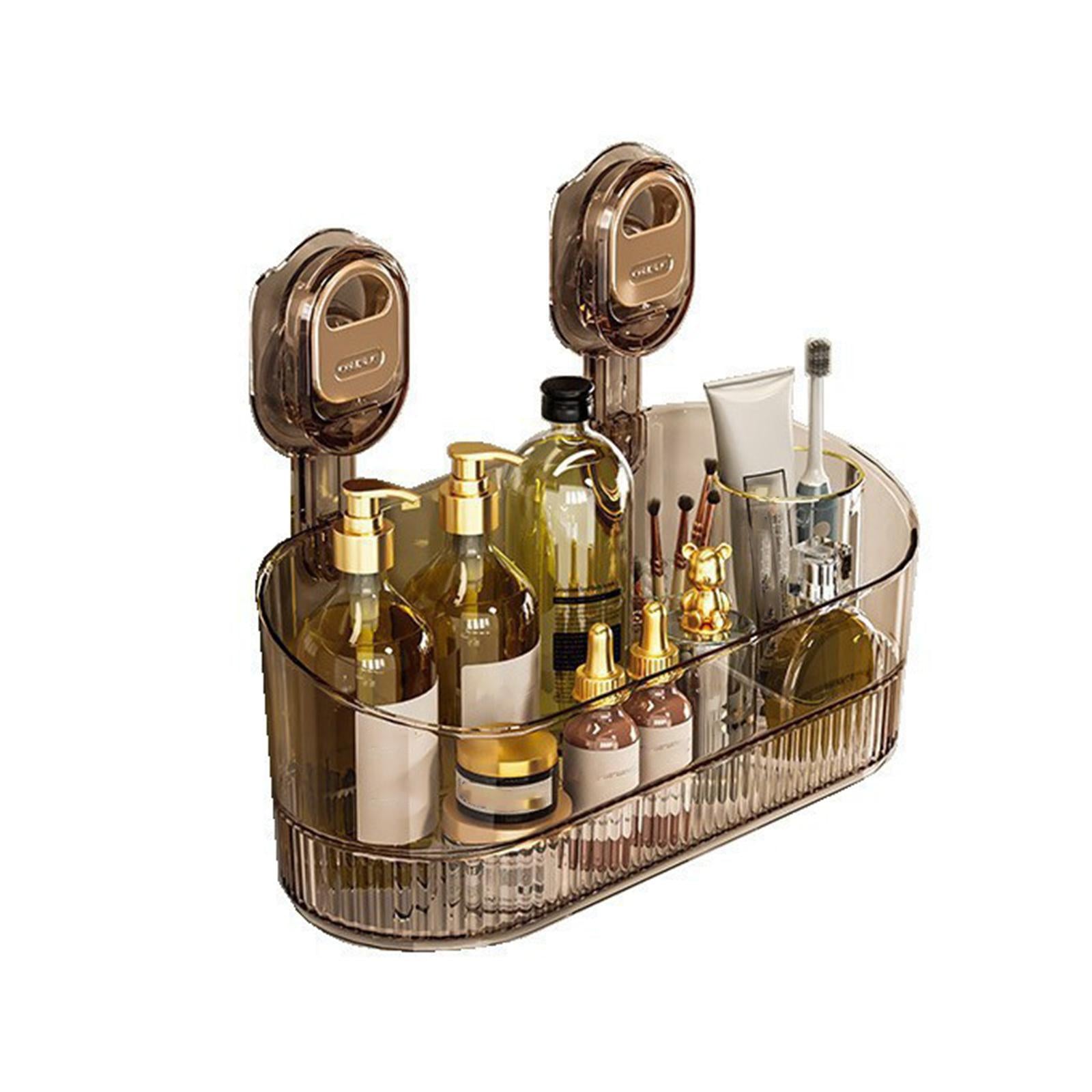 Suction Cup Shower Shelf Simple Storage Rack for Kitchen Toilet Laundry Room Brown