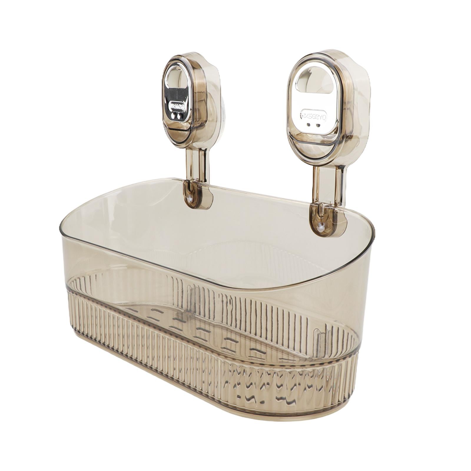 Suction Cup Shower Shelf Simple Storage Rack for Kitchen Toilet Laundry Room Brown