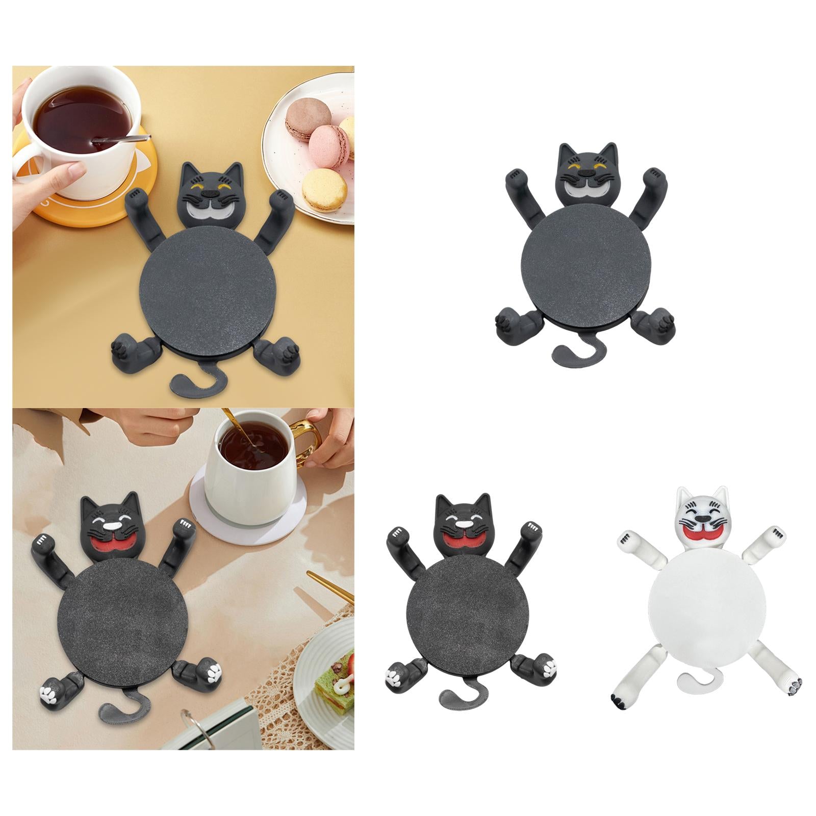 Cat Coaster Cup Holder Unique Insulation Pad for Holiday Party Kitchen Decor Gray