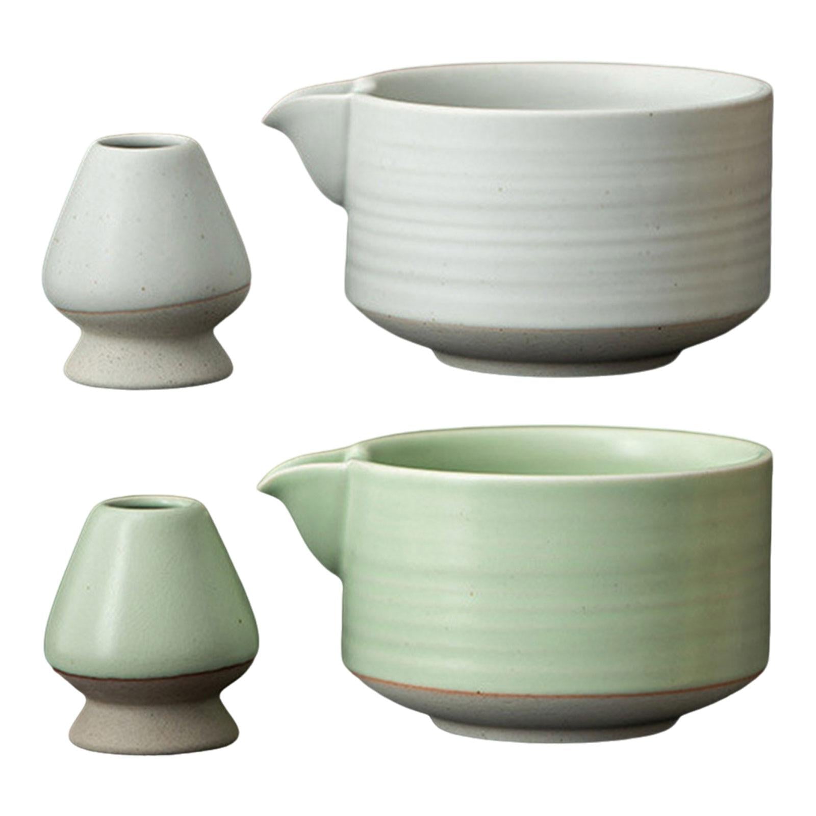 Matcha Bowl and Whisk Rest Portable Tea Utensils for Living Room Home Office White