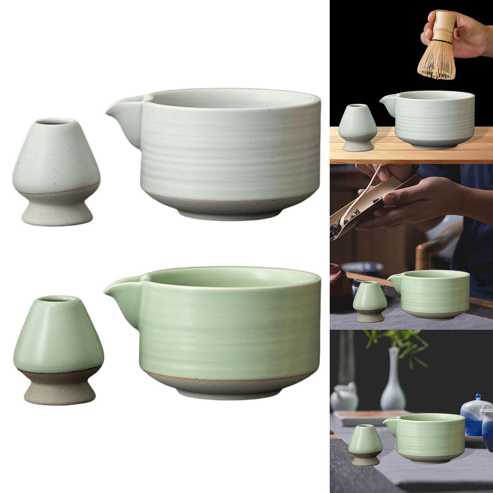 Matcha Bowl and Whisk Rest Portable Tea Utensils for Living Room Home Office White
