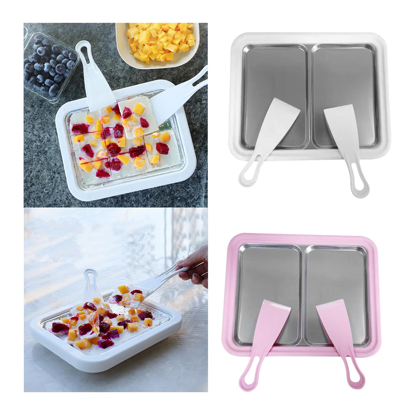Instant Cream Maker Homemade Cold Pan Plate for Sorbets Frozen Yogurt Gelato white