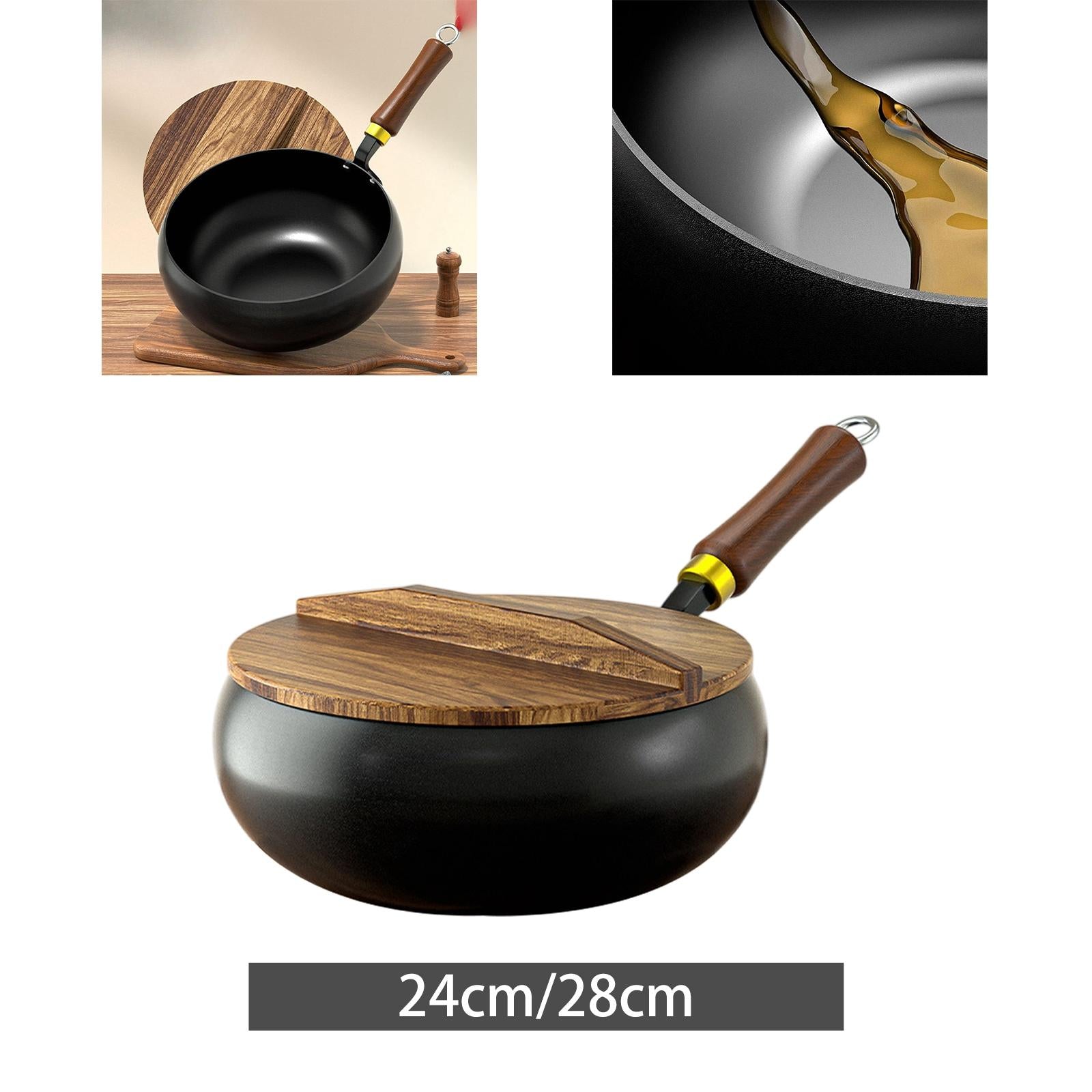 Cast Iron Pan Cookware Traditional Large Belly Wok for Camping Hotel Kitchen S