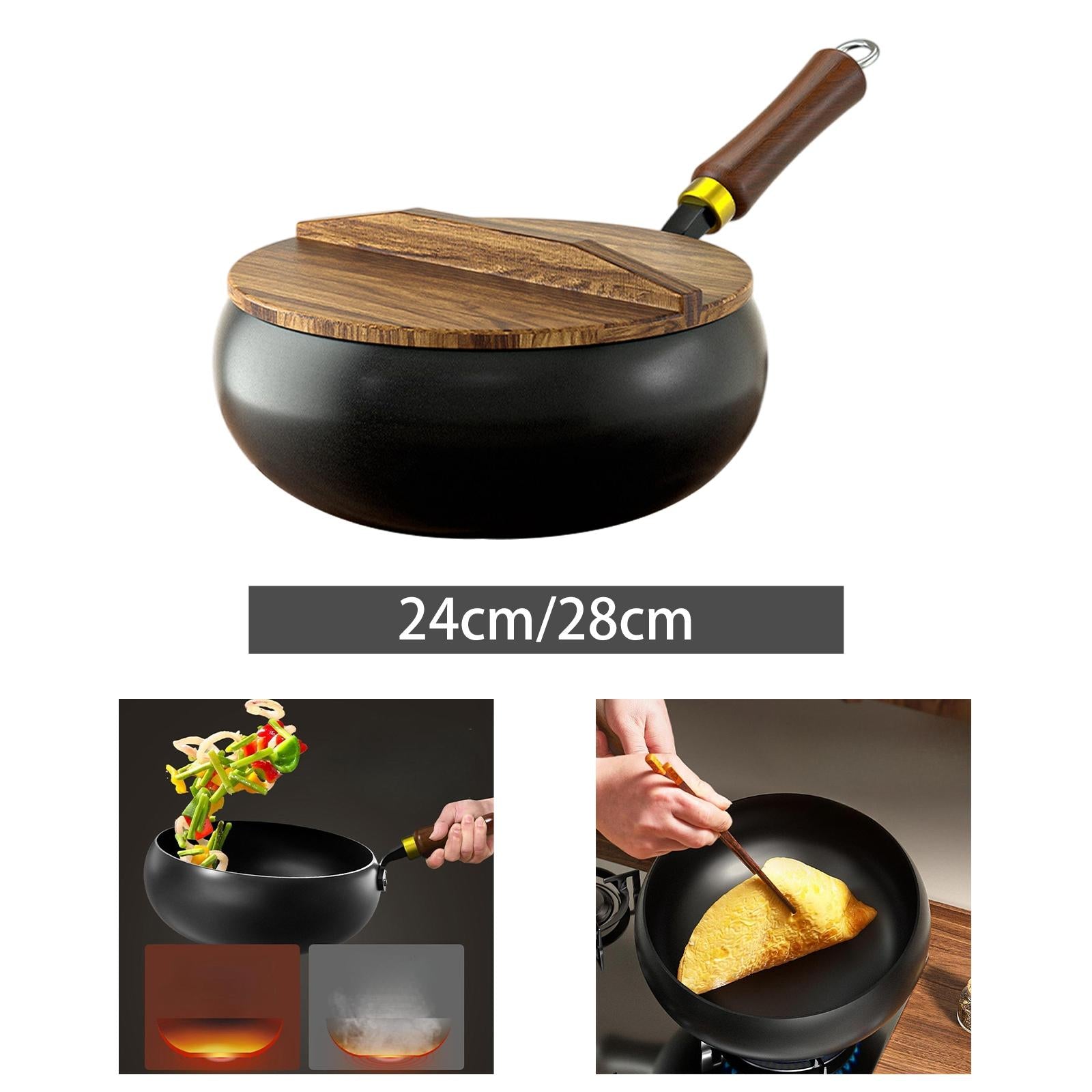 Cast Iron Pan Cookware Traditional Large Belly Wok for Camping Hotel Kitchen S