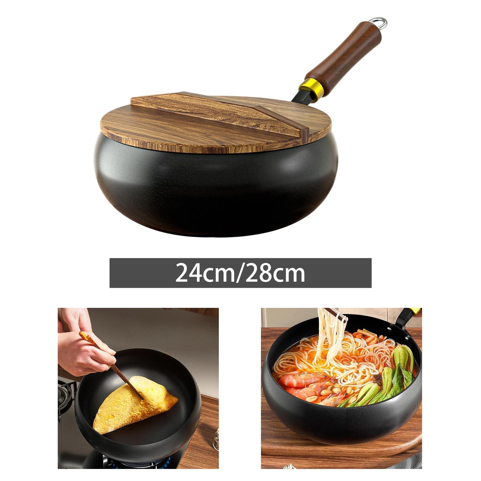 Cast Iron Pan Cookware Traditional Large Belly Wok for Camping Hotel Kitchen S