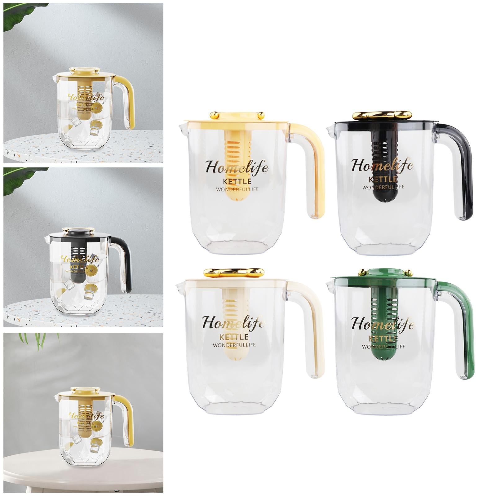 Water Pitcher Iced Tea Pitcher with Lid and Handle for Summer Fishing Fridge Yellow