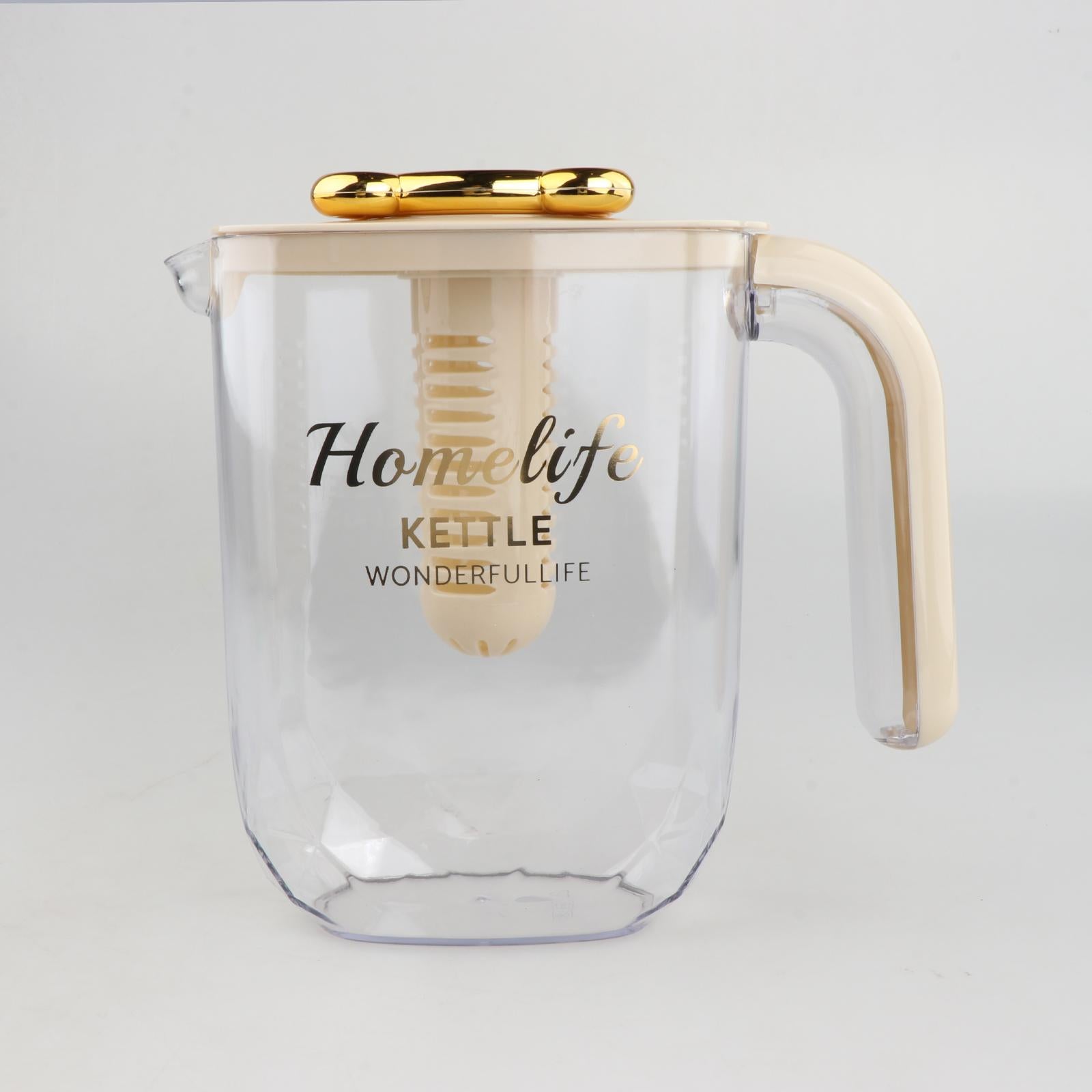 Water Pitcher Iced Tea Pitcher with Lid and Handle for Summer Fishing Fridge Beige