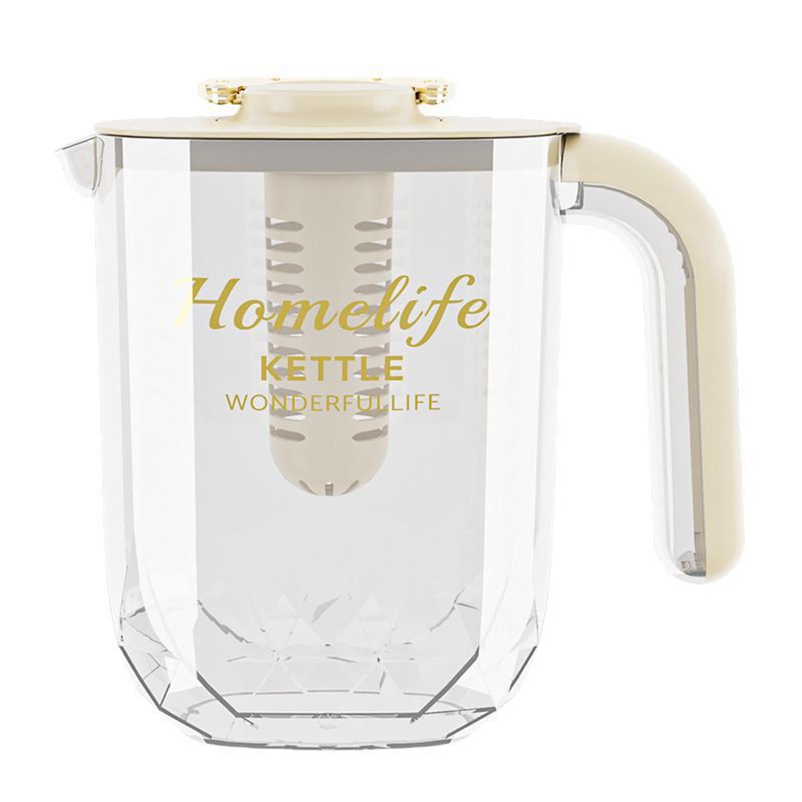 Water Pitcher Iced Tea Pitcher with Lid and Handle for Summer Fishing Fridge Beige