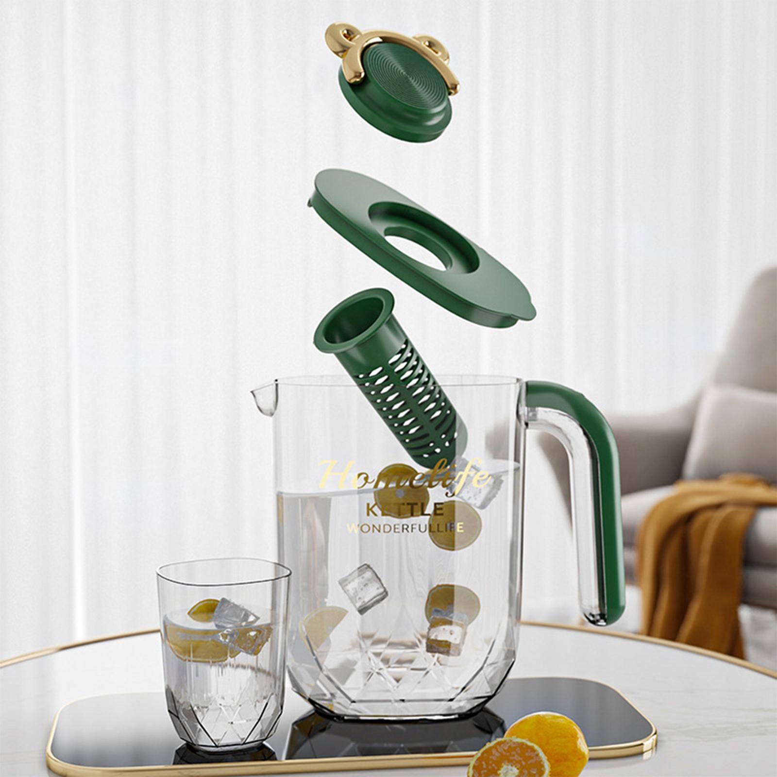 Water Pitcher Iced Tea Pitcher with Lid and Handle for Summer Fishing Fridge Green