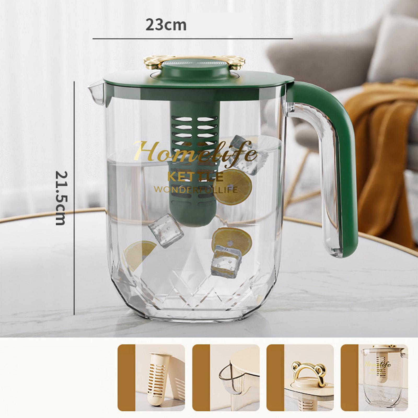 Water Pitcher Iced Tea Pitcher with Lid and Handle for Summer Fishing Fridge Green