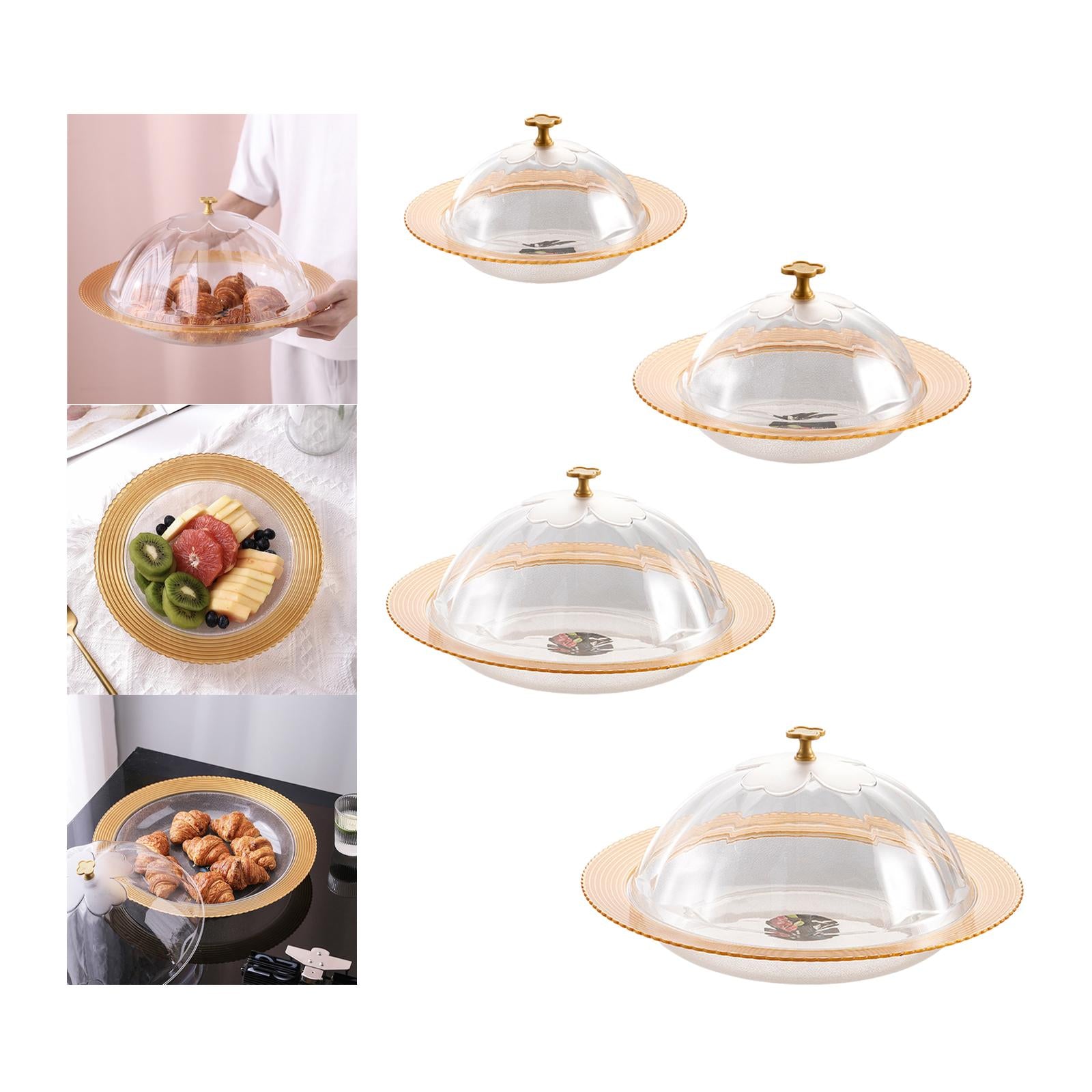 Serving Tray with Lid Cover Modern Portable Round Platter Snack Dessert Tray S