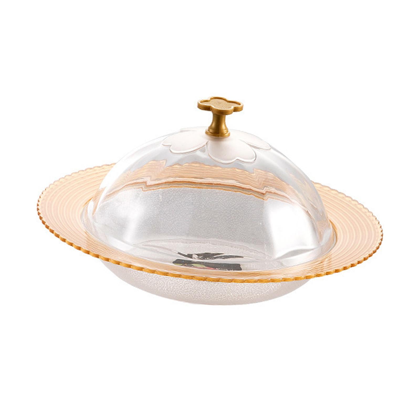 Serving Tray with Lid Cover Modern Portable Round Platter Snack Dessert Tray M