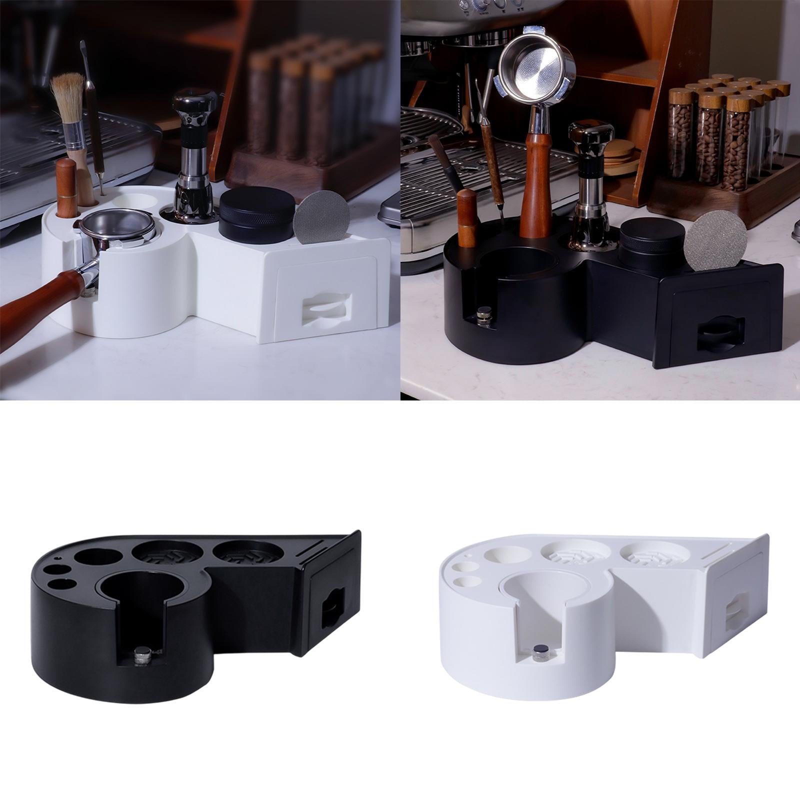 Espresso Tamping Station Organizer Accessory Versatile 29x18x9cm with Drawer Black