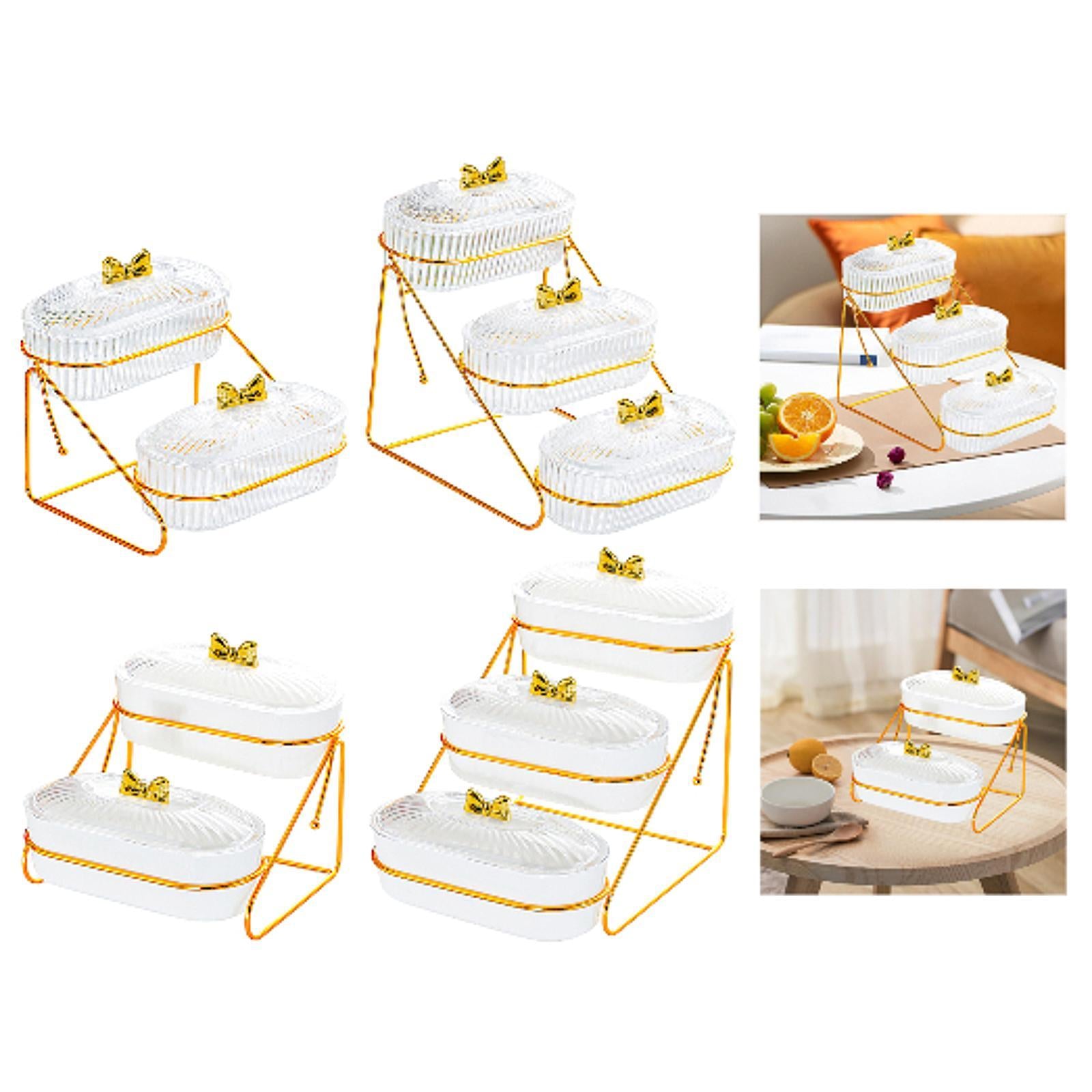 Serving Tray Easy to Clean Stylish Food Container for Snacks Cookies Dessert 2 Layers Transparent