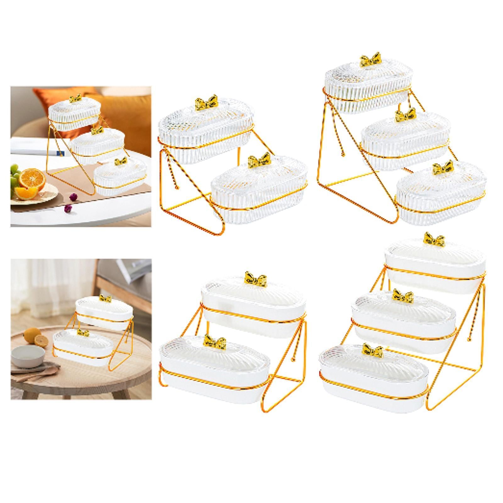 Serving Tray Easy to Clean Stylish Food Container for Snacks Cookies Dessert 2 Layers Transparent