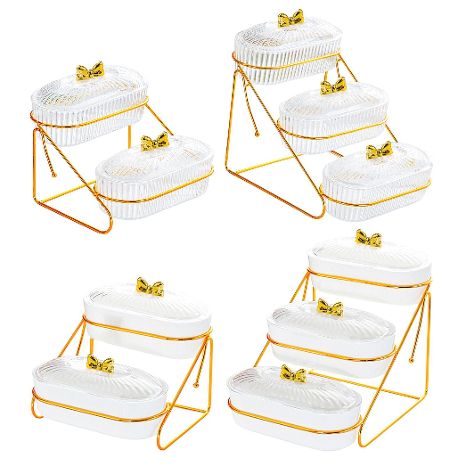 Serving Tray Easy to Clean Stylish Food Container for Snacks Cookies Dessert 2 Layers Transparent