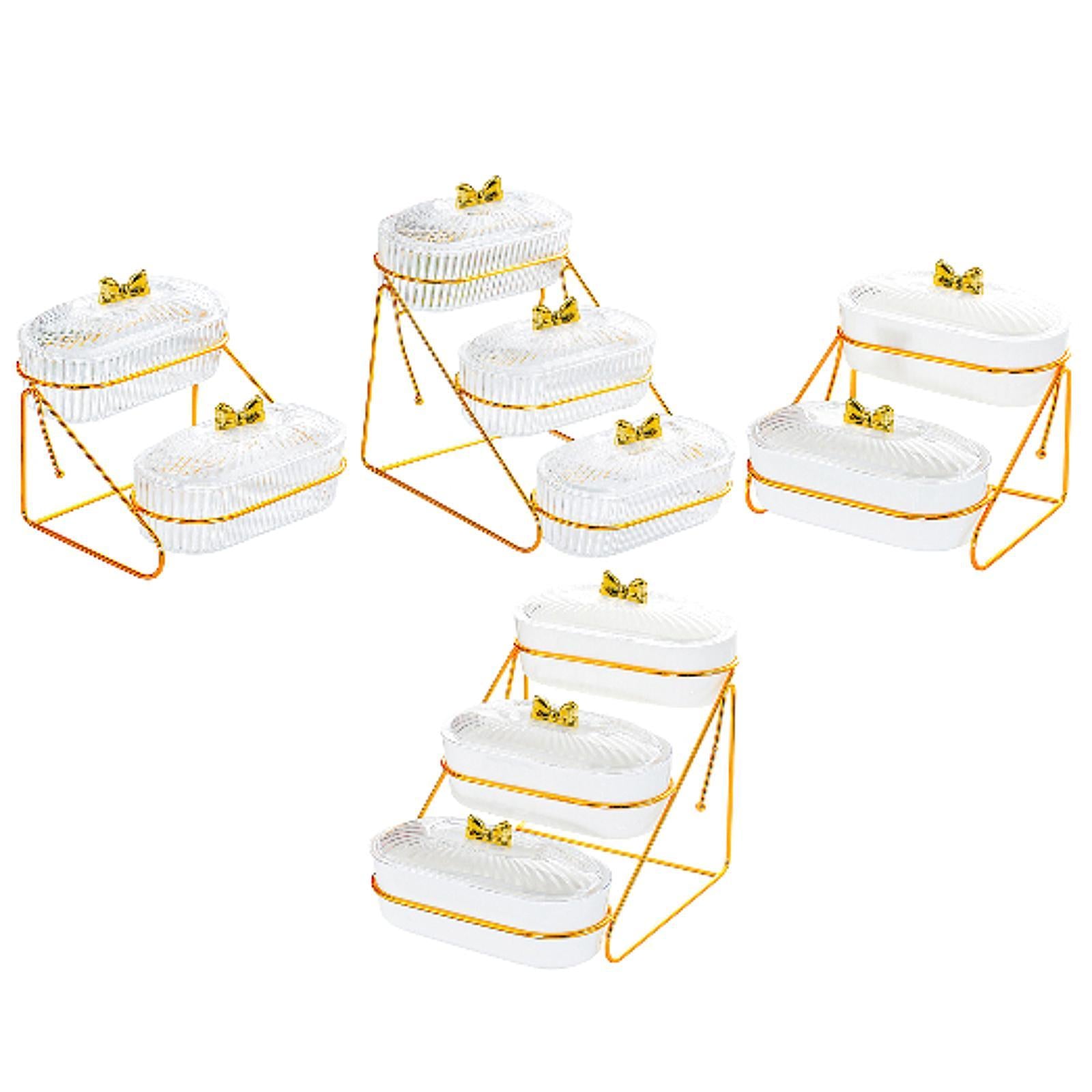 Serving Tray Easy to Clean Stylish Food Container for Snacks Cookies Dessert 2 Layers Transparent