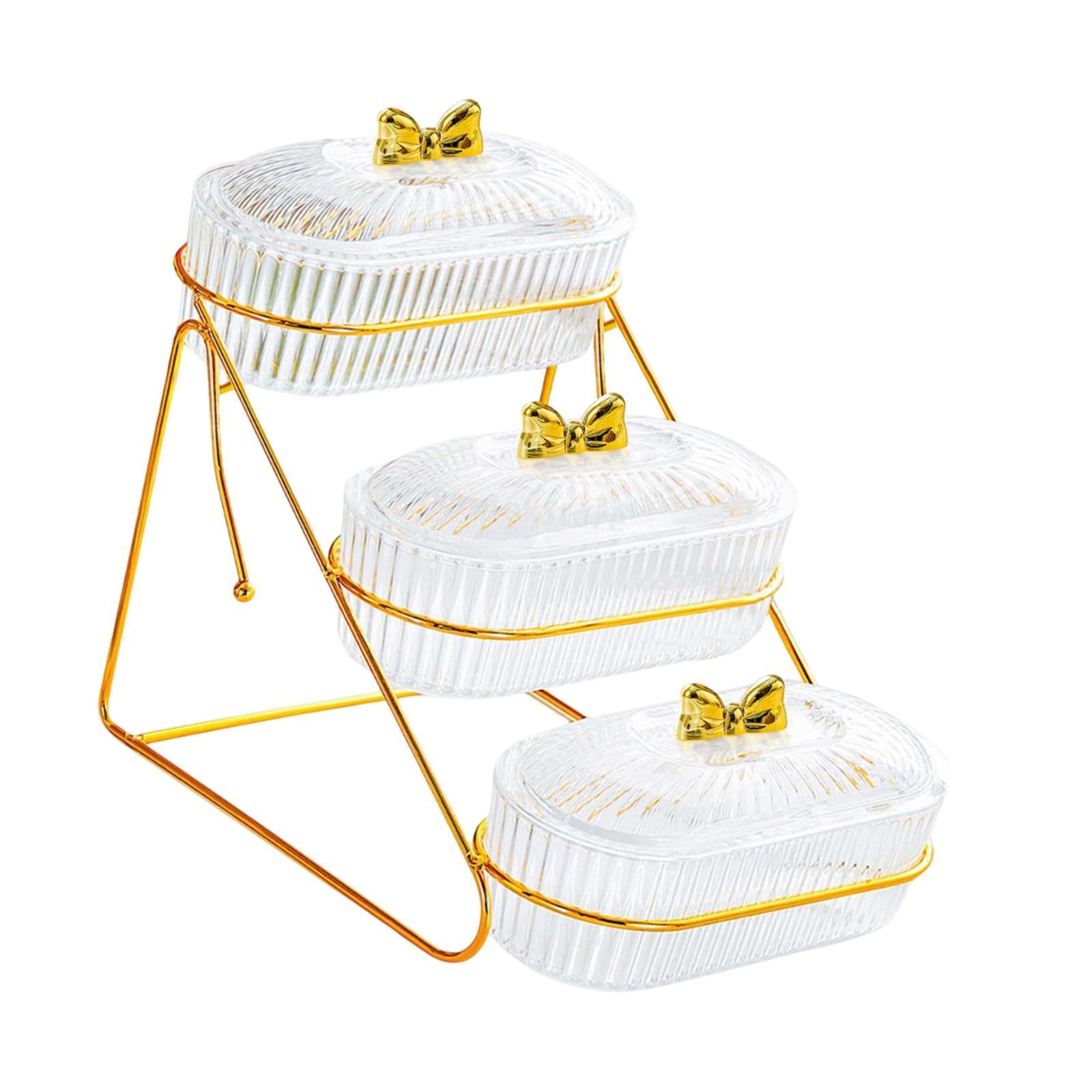 Serving Tray Easy to Clean Stylish Food Container for Snacks Cookies Dessert 3 Layers Transparent