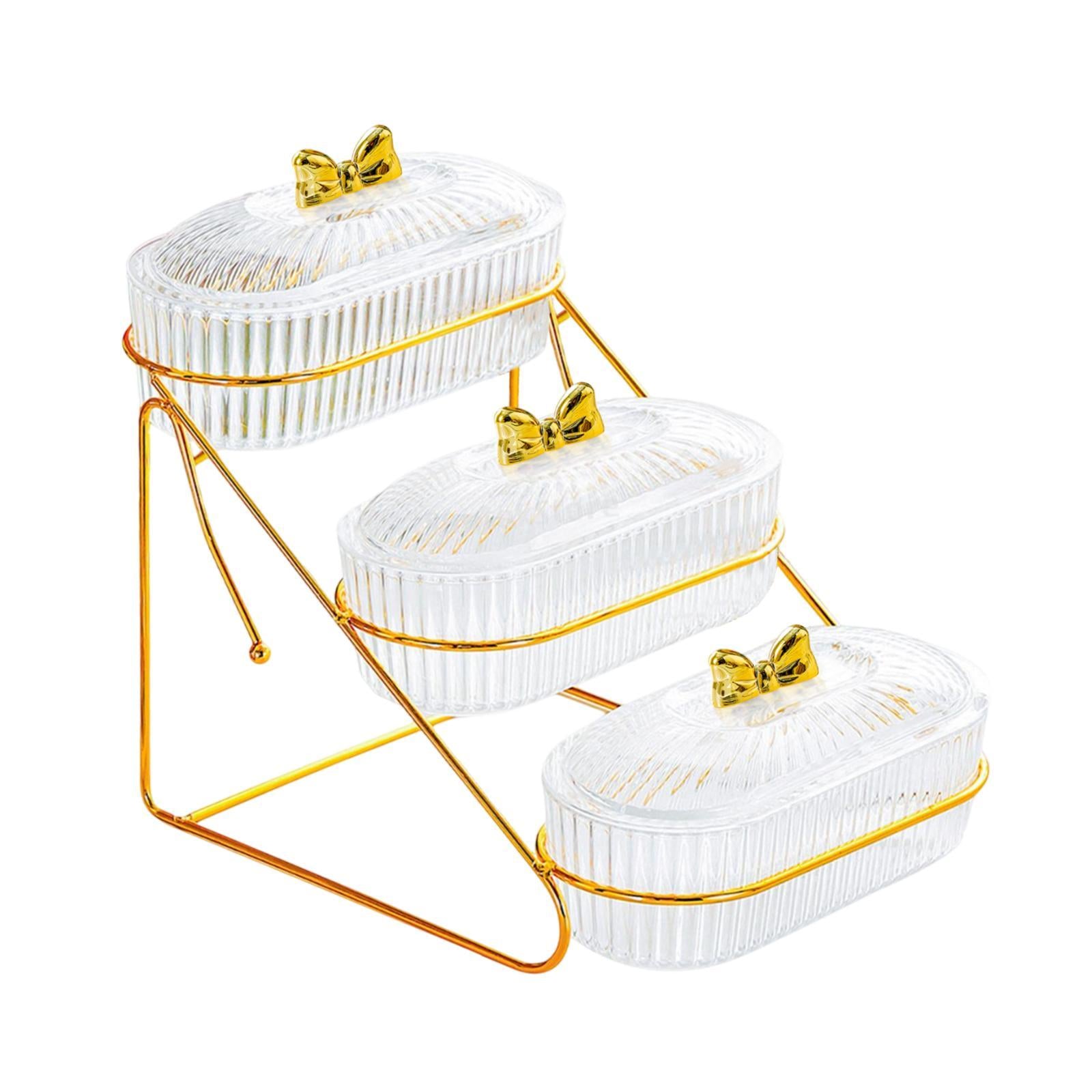 Serving Tray Easy to Clean Stylish Food Container for Snacks Cookies Dessert 3 Layers Transparent