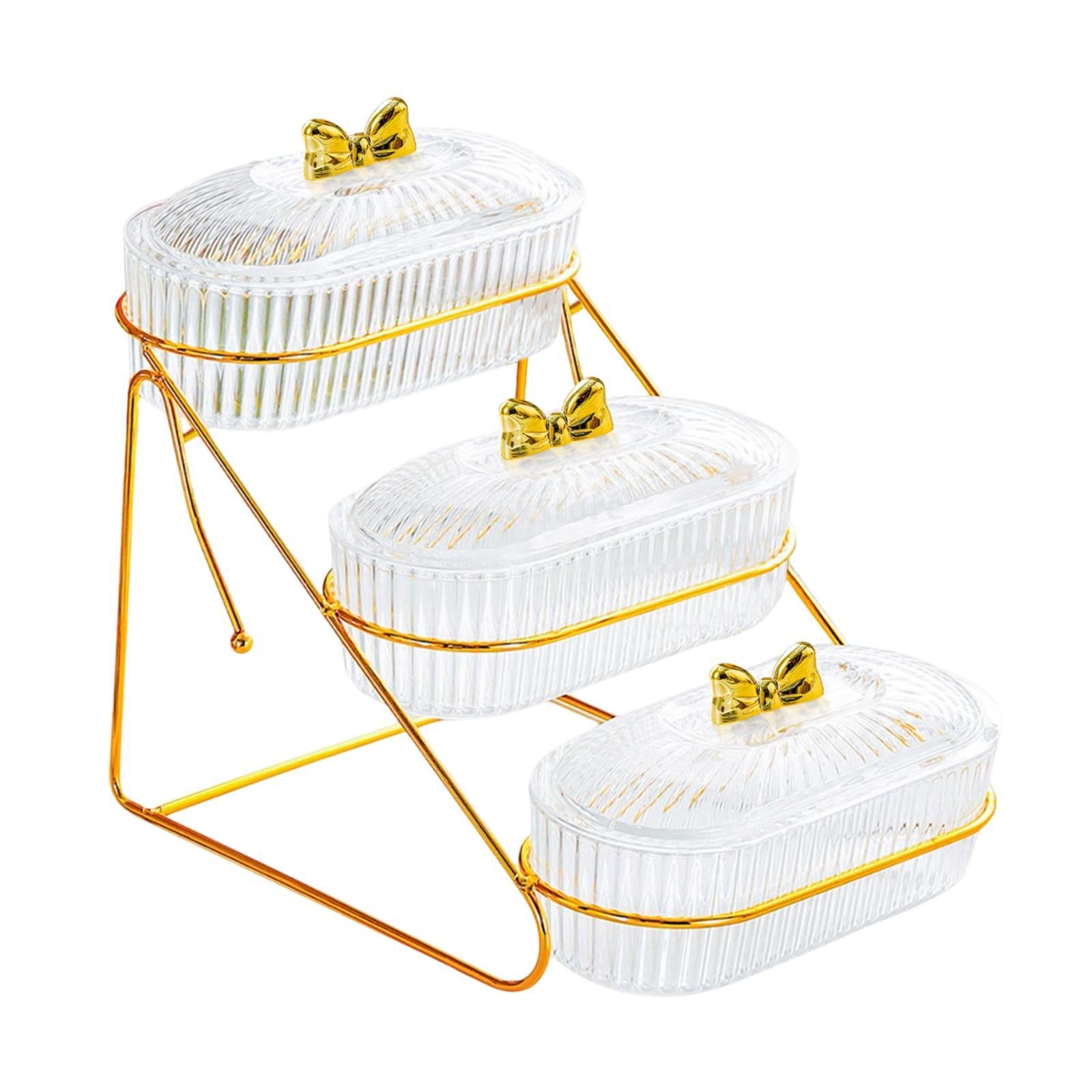 Serving Tray Easy to Clean Stylish Food Container for Snacks Cookies Dessert 3 Layers Transparent