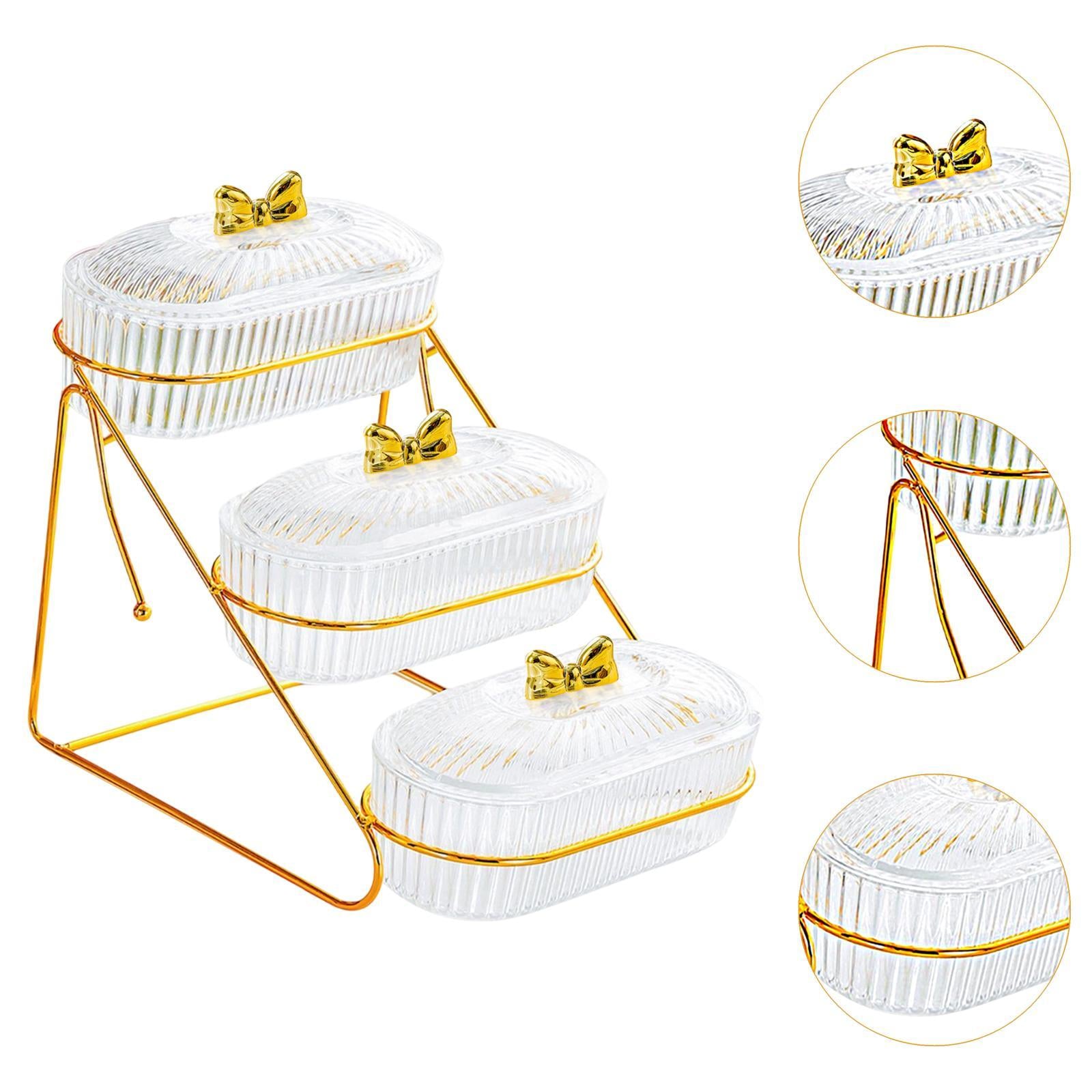 Serving Tray Easy to Clean Stylish Food Container for Snacks Cookies Dessert 3 Layers Transparent