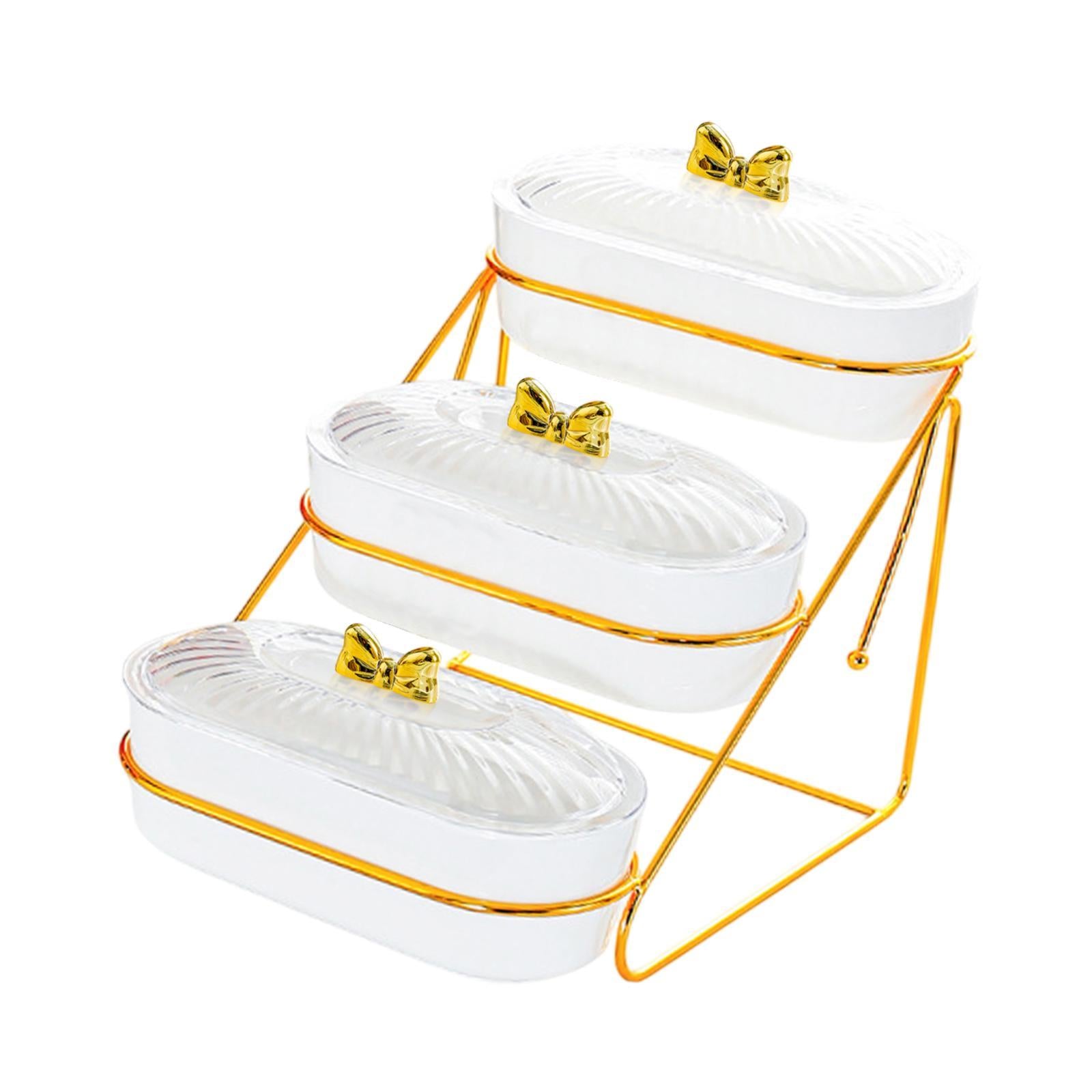 Serving Tray Easy to Clean Stylish Food Container for Snacks Cookies Dessert 3 Layers White