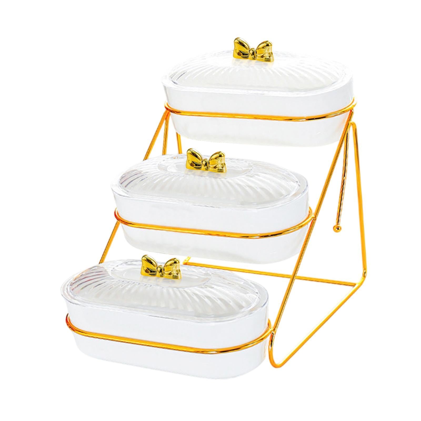 Serving Tray Easy to Clean Stylish Food Container for Snacks Cookies Dessert 3 Layers White