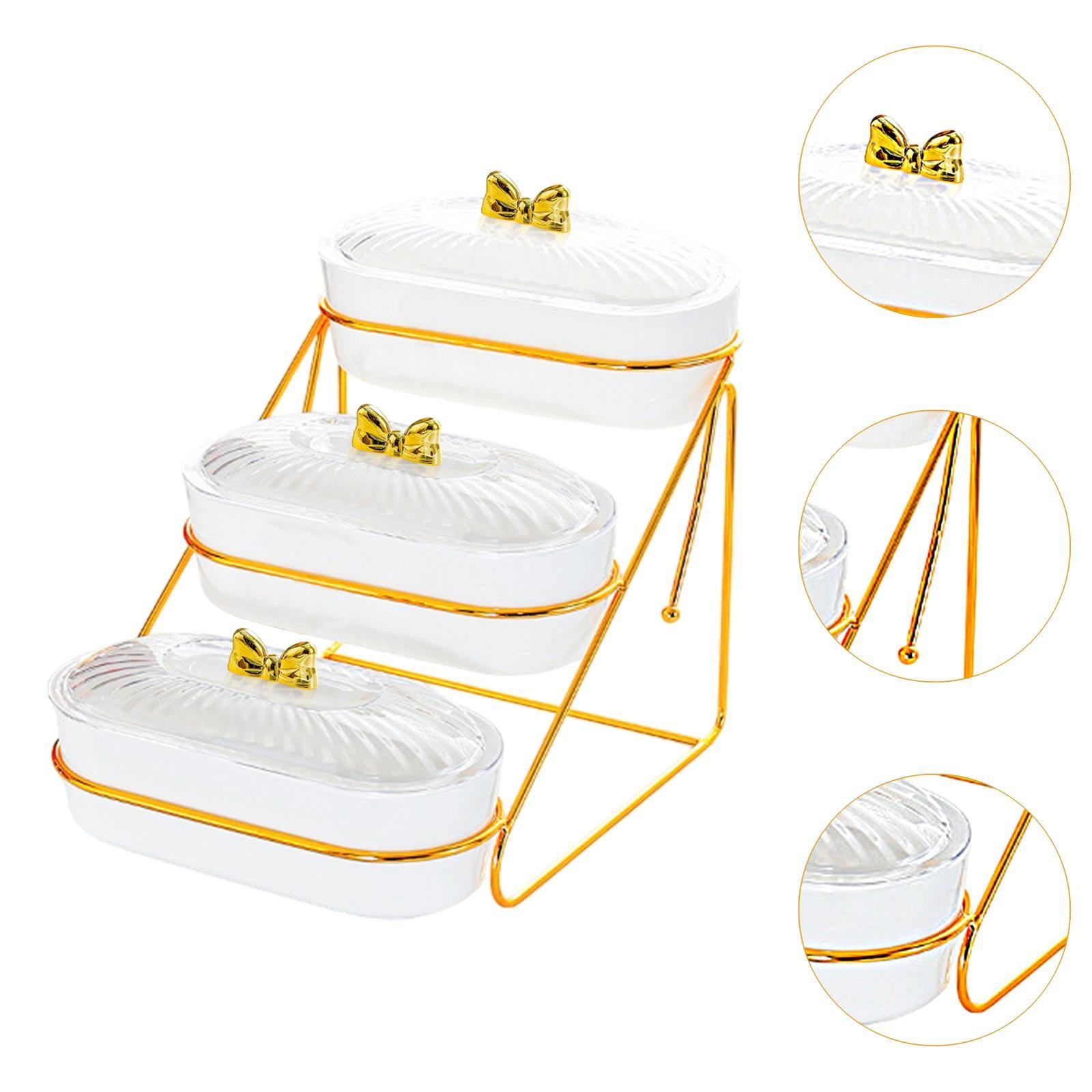 Serving Tray Easy to Clean Stylish Food Container for Snacks Cookies Dessert 3 Layers White