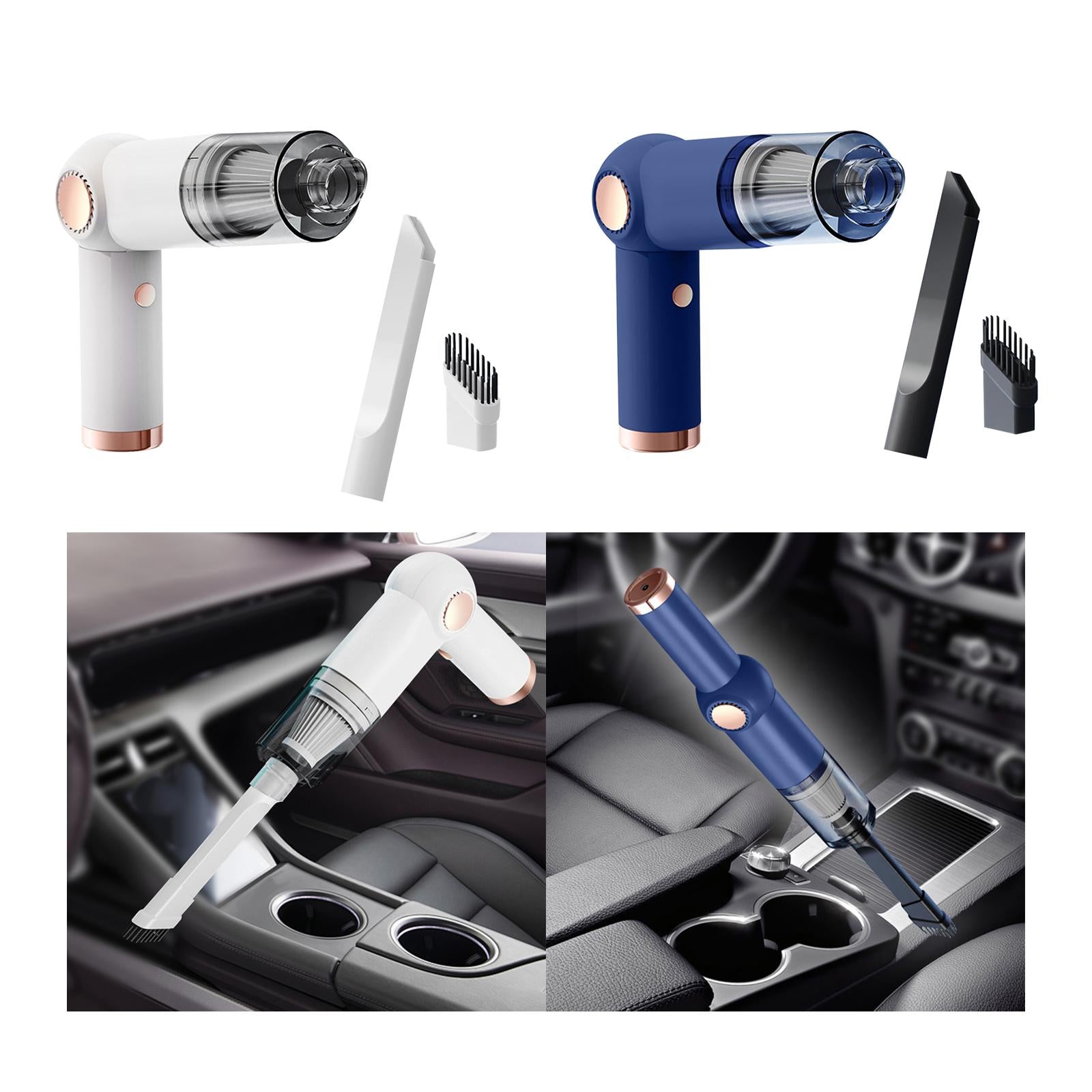 Mini Handheld Car Vacuum Household Rechargeable for Computer Kitchen Vehicle White