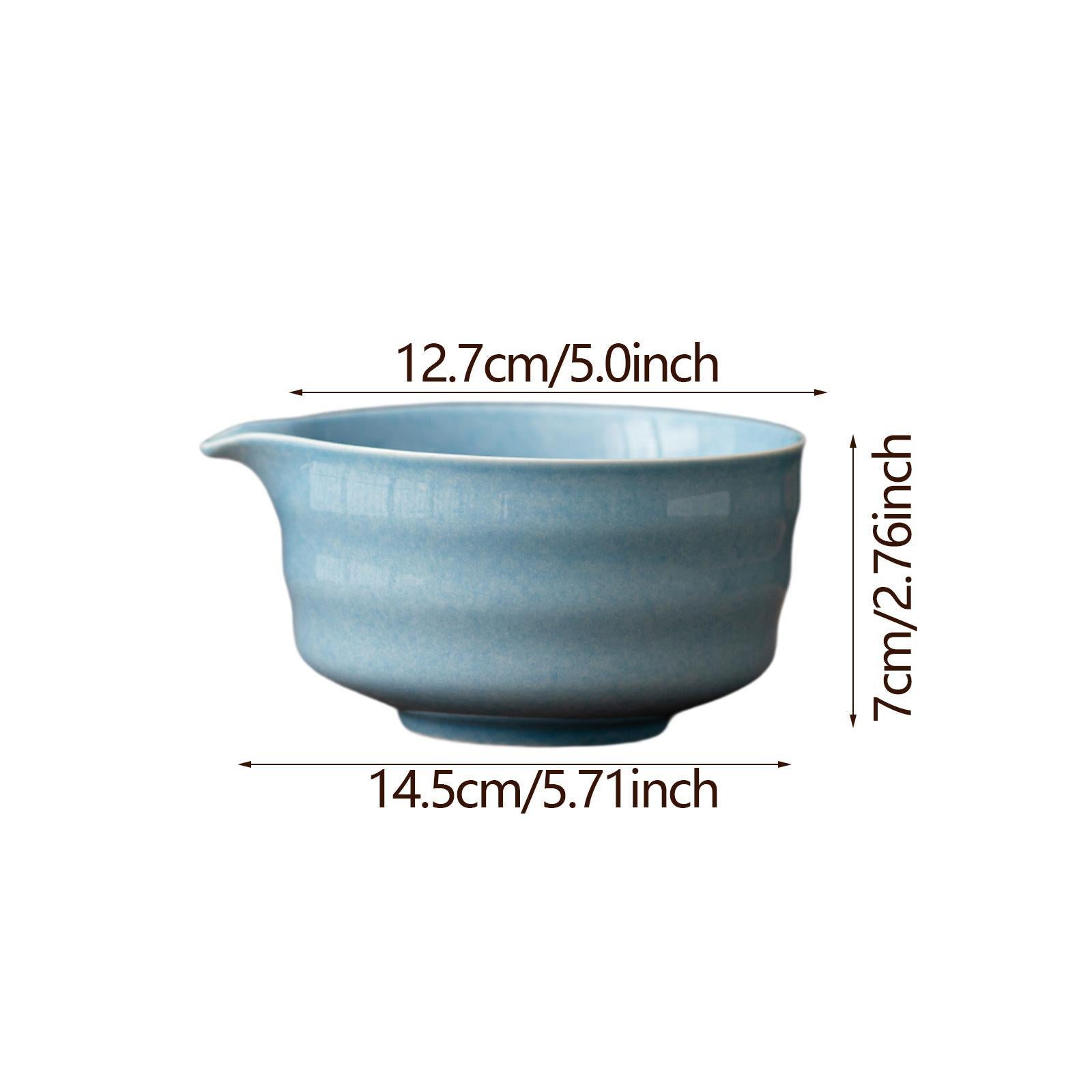 Ceramic Matcha Bowl Craft Porcelain Tea Bowl for Living Room Kitchen Desktop Blue