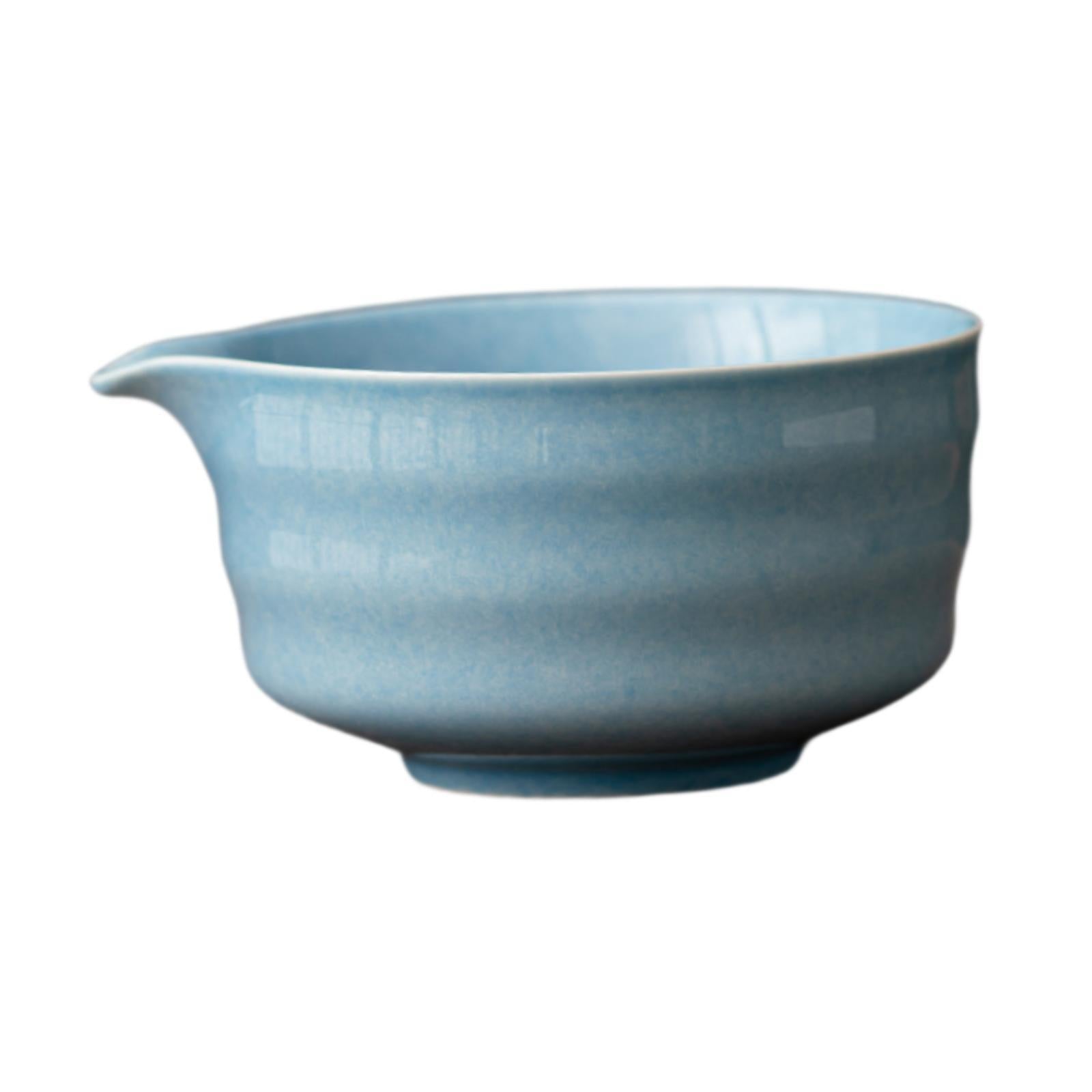 Ceramic Matcha Bowl Craft Porcelain Tea Bowl for Living Room Kitchen Desktop Blue