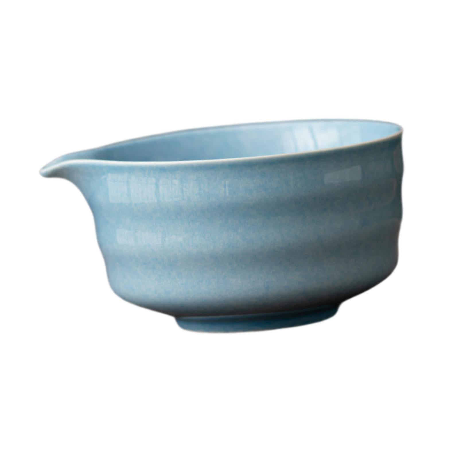 Ceramic Matcha Bowl Craft Porcelain Tea Bowl for Living Room Kitchen Desktop Blue