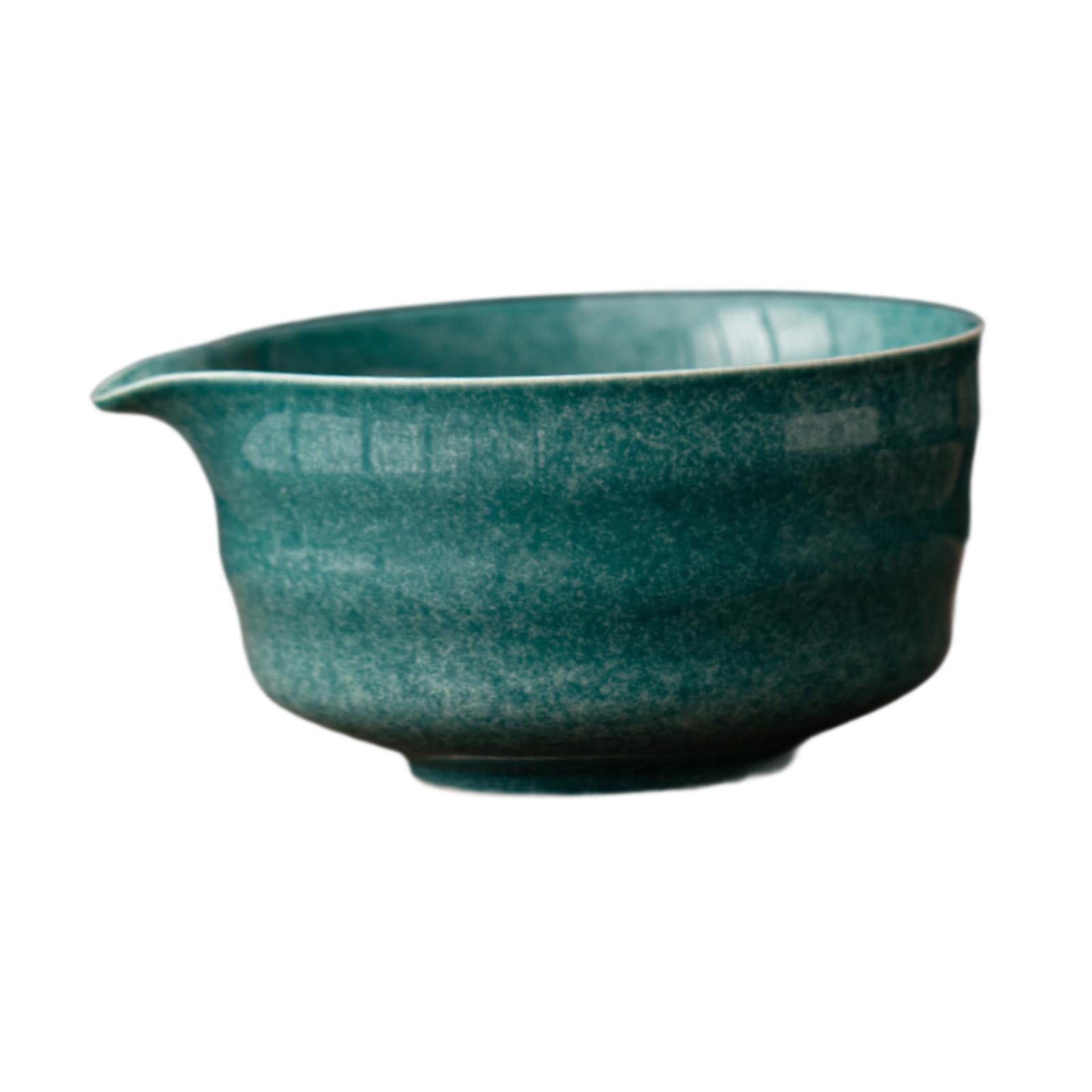 Ceramic Matcha Bowl Craft Porcelain Tea Bowl for Living Room Kitchen Desktop Dark Green