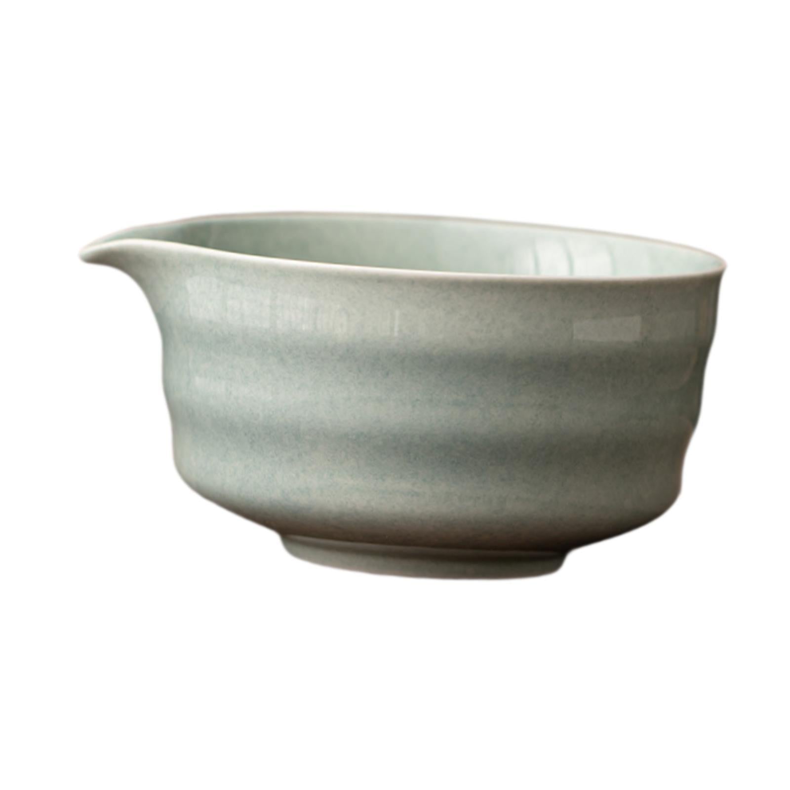Ceramic Matcha Bowl Craft Porcelain Tea Bowl for Living Room Kitchen Desktop Light Green