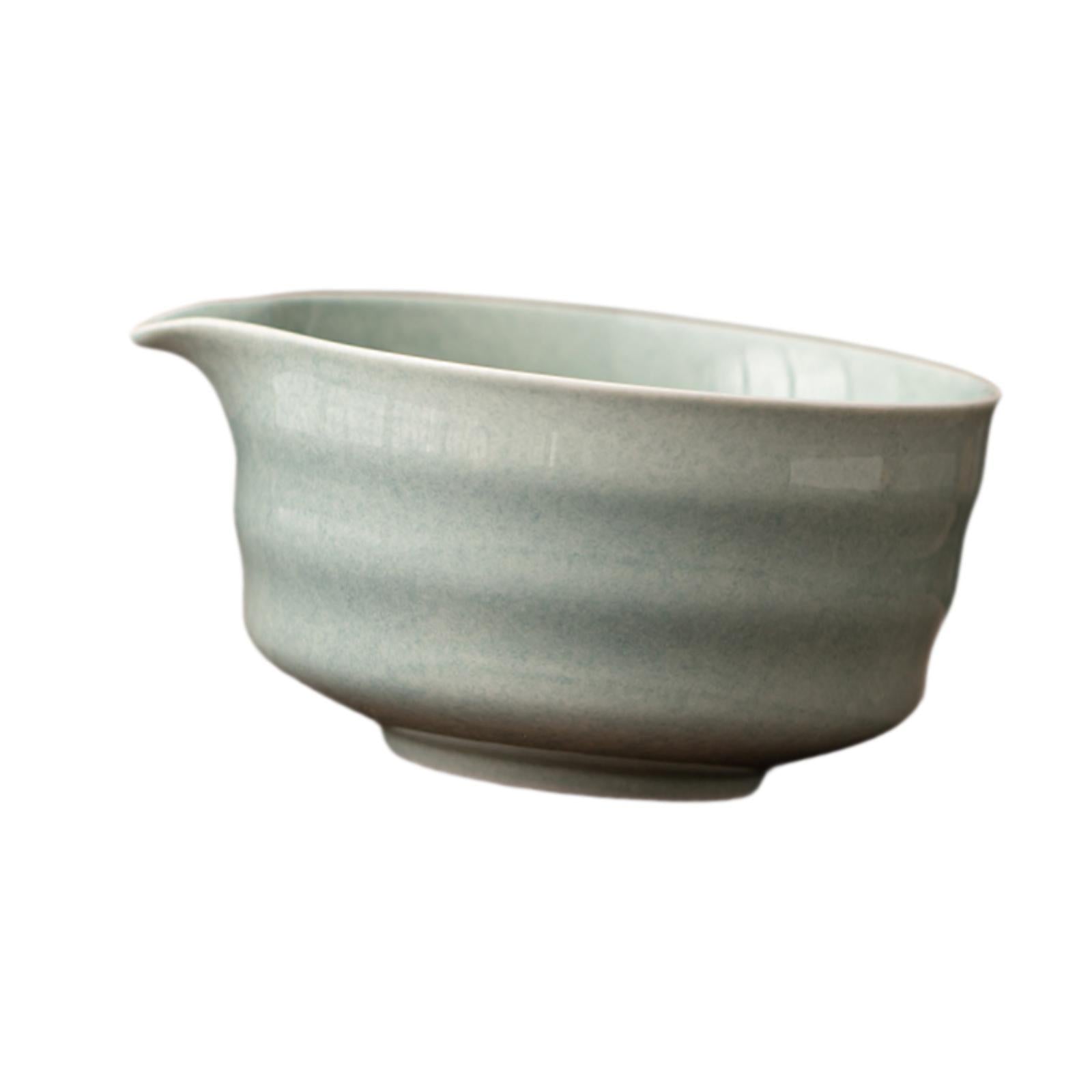 Ceramic Matcha Bowl Craft Porcelain Tea Bowl for Living Room Kitchen Desktop Light Green