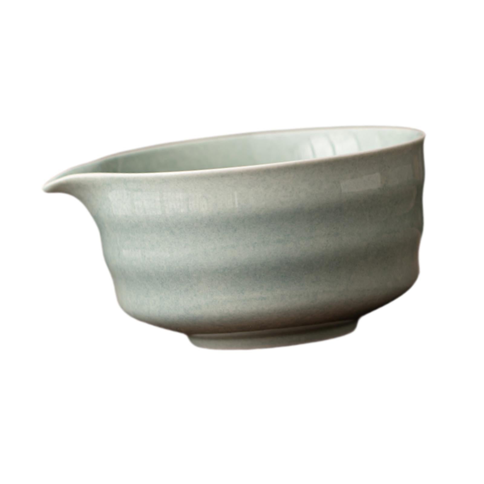 Ceramic Matcha Bowl Craft Porcelain Tea Bowl for Living Room Kitchen Desktop Light Green