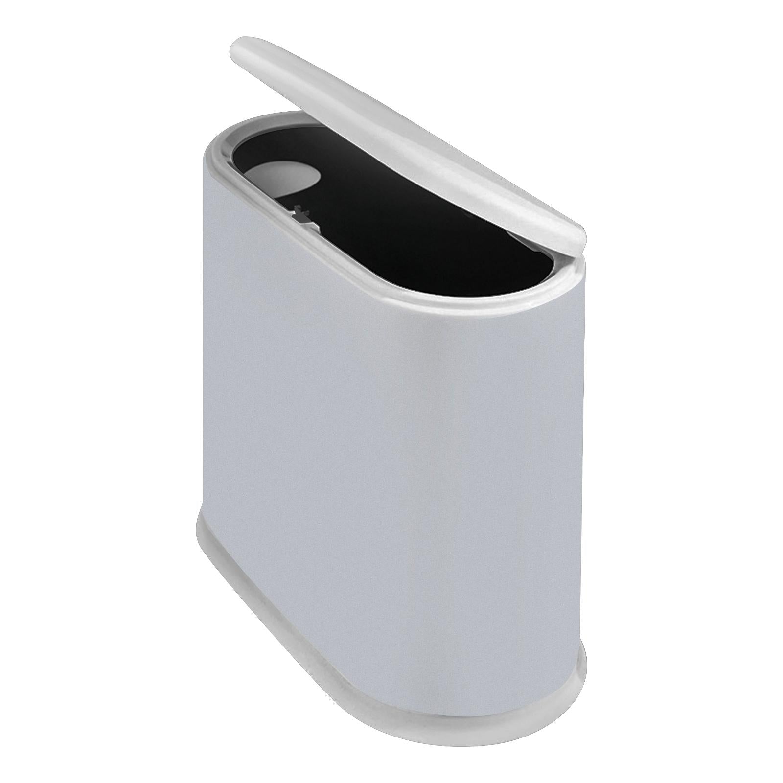 Trash Can with Lid Space Saving Small Press Type Wastebasket for Home Toilet Grey