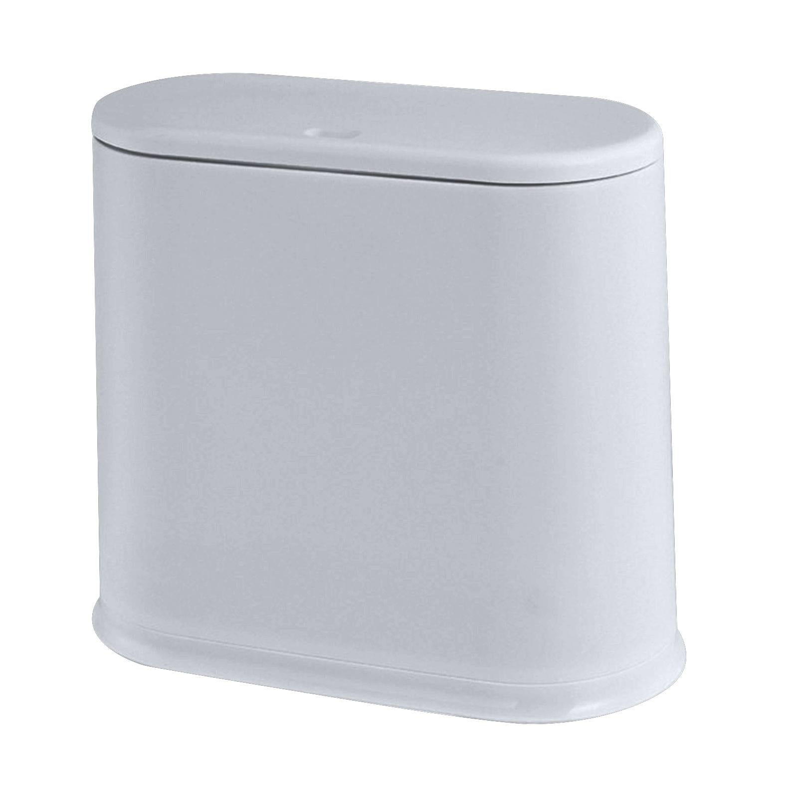 Trash Can with Lid Space Saving Small Press Type Wastebasket for Home Toilet Grey