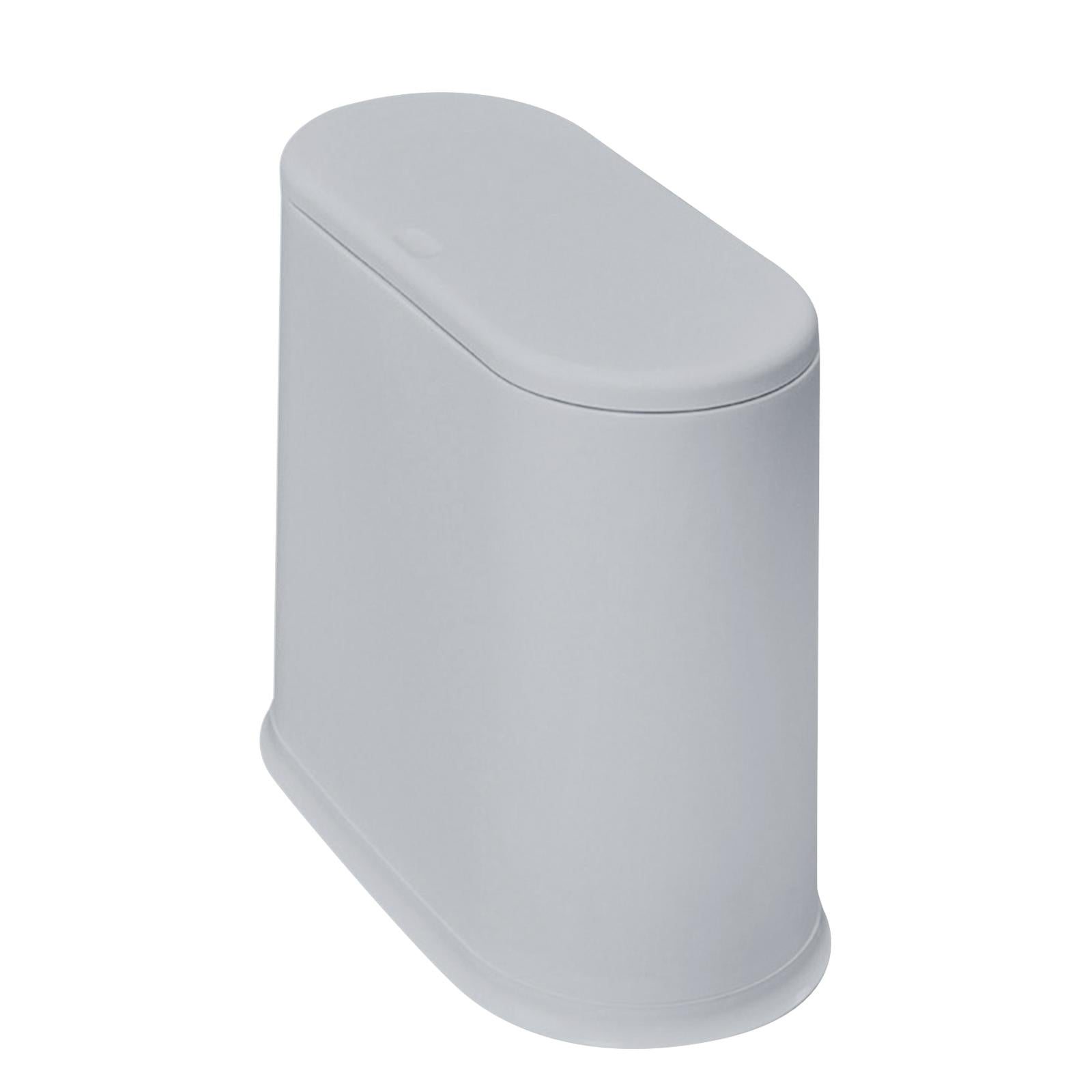 Trash Can with Lid Space Saving Small Press Type Wastebasket for Home Toilet Grey