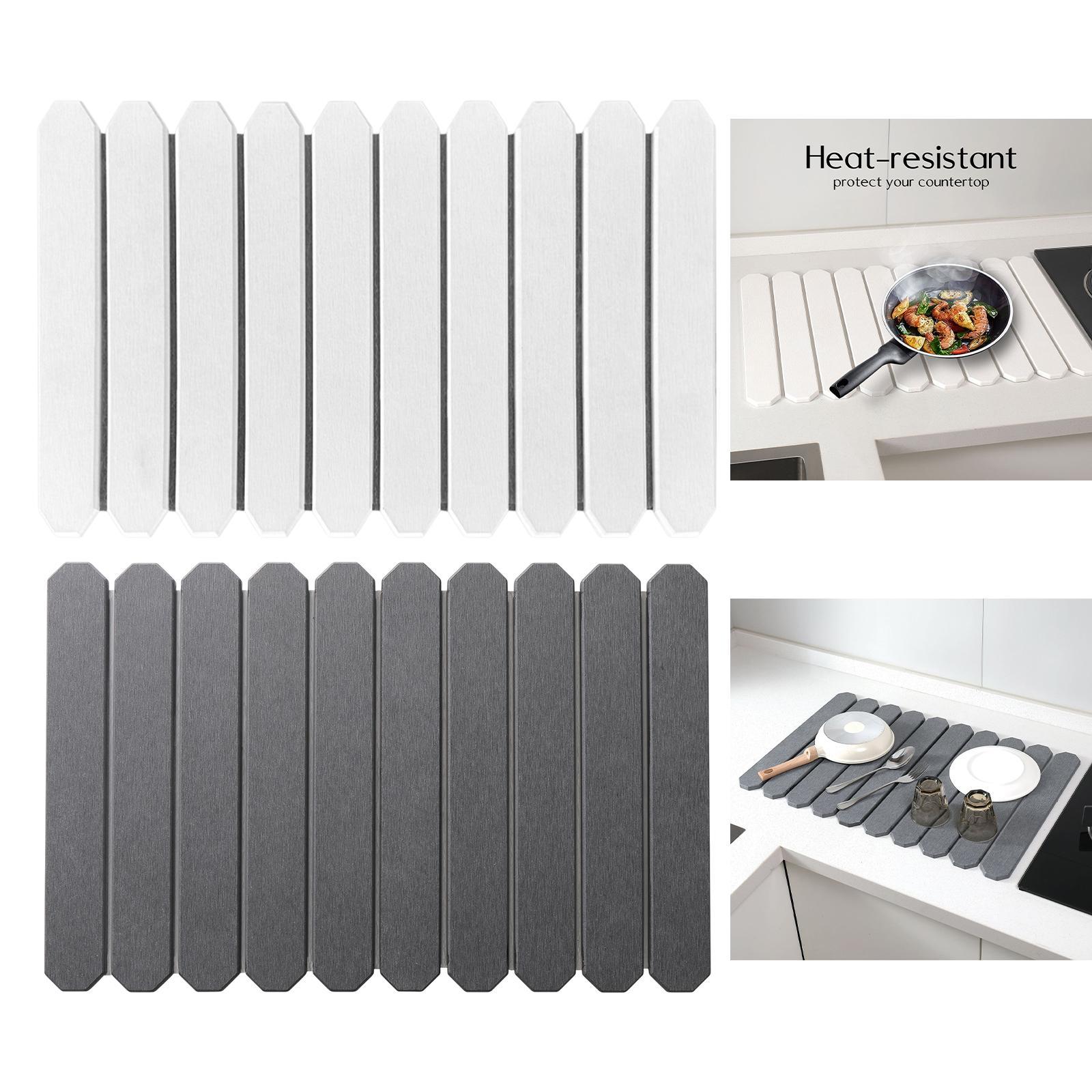 Stone Drying Mat for Kitchen Counter Large for Bathroom Household Countertop White