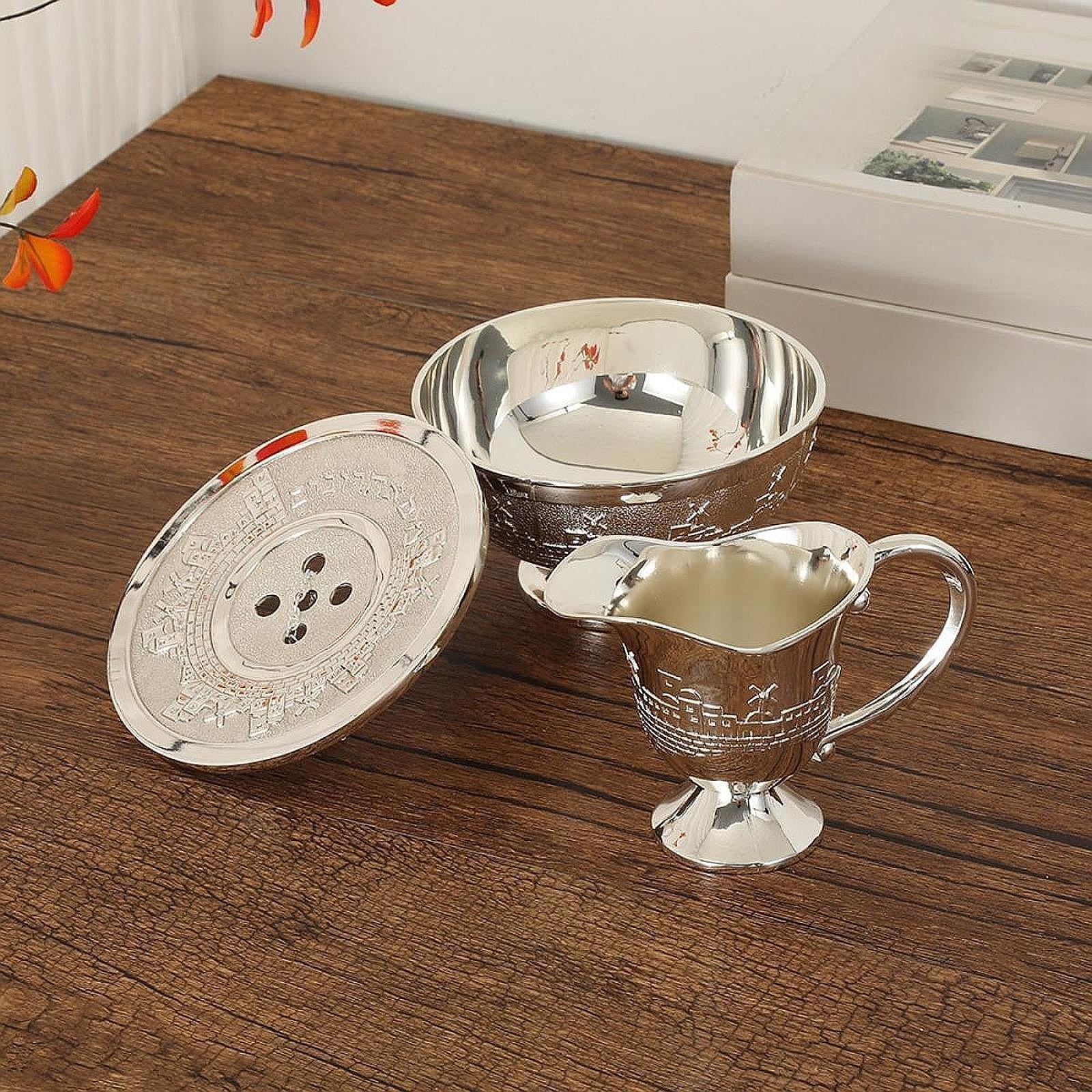 Wash Cup and Bowl Reusable Alloy Hand Washing Set for Hotel Wedding Bathroom